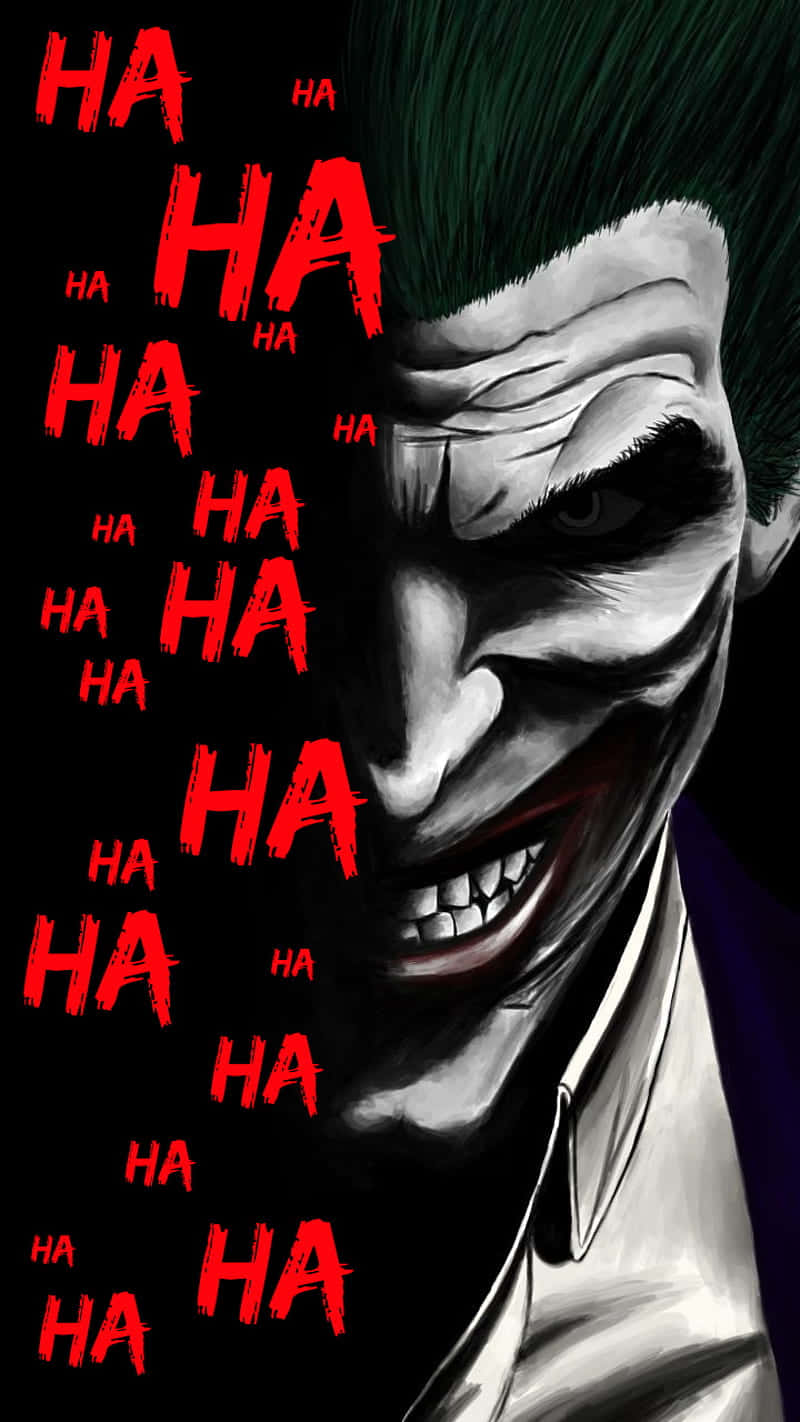 Joker, red HA HA text, green hair, HD Phone Wallpaper
