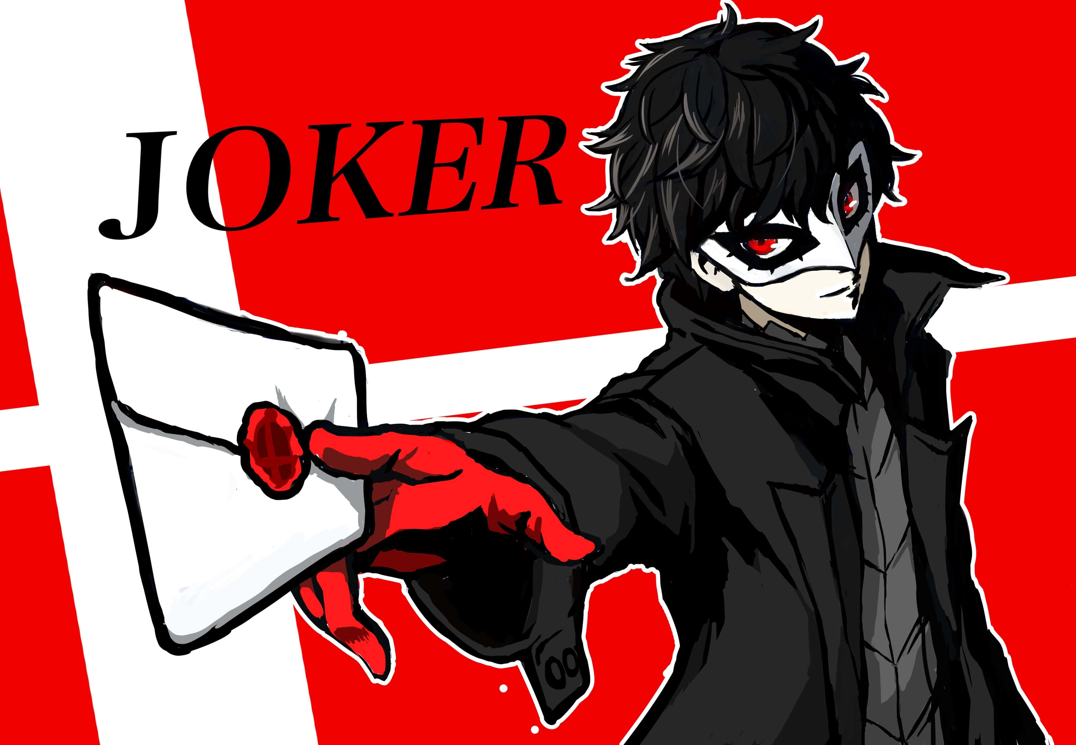 Joker Persona 5, red eyes, black coat, 2K Desktop Wallpaper