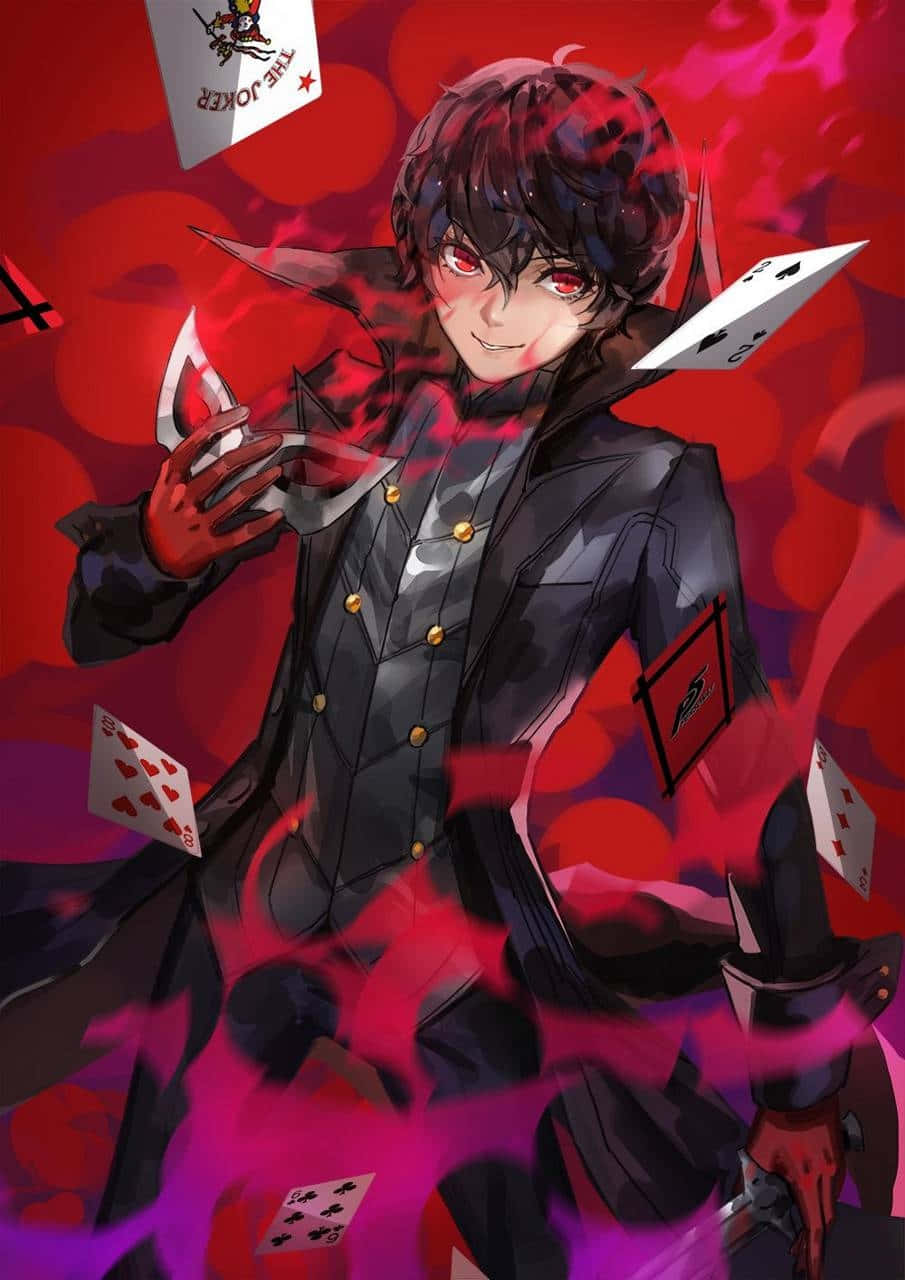Joker, Persona 5, red eyes, HD Phone Wallpaper