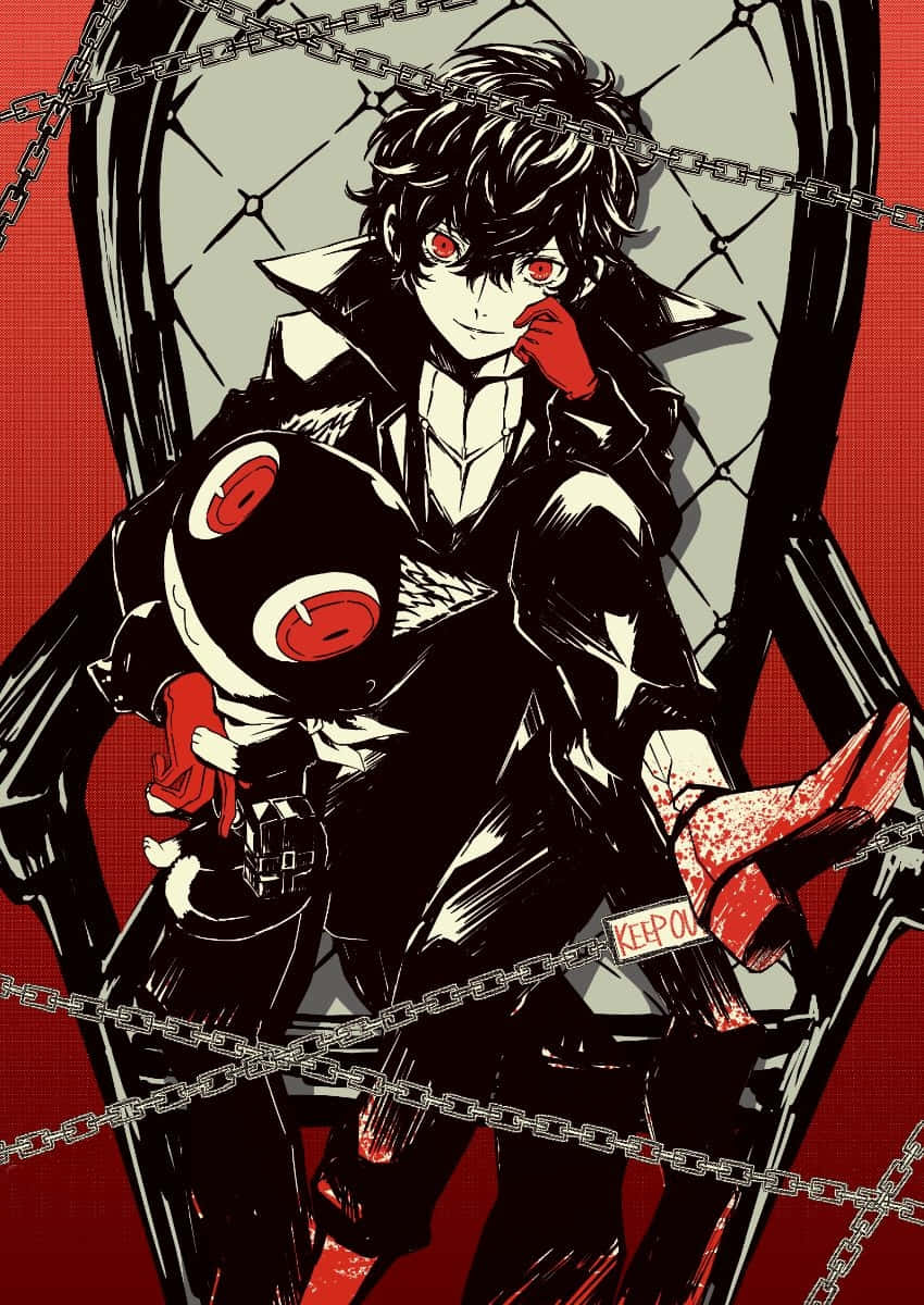 Joker, Persona 5, red eyes, SD Phone Wallpaper