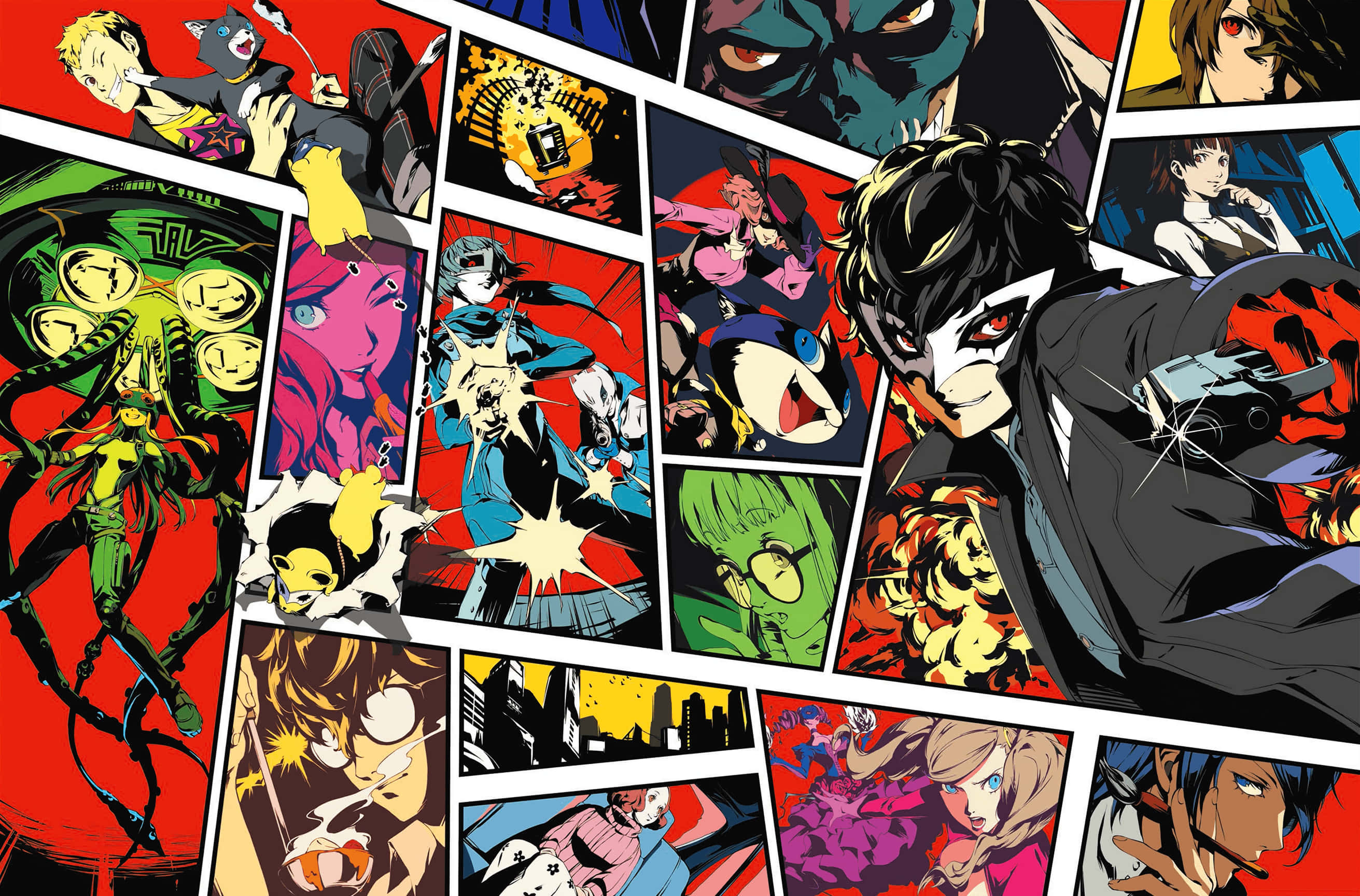Joker, Persona 5, anime comic panels, 2K Desktop Wallpaper