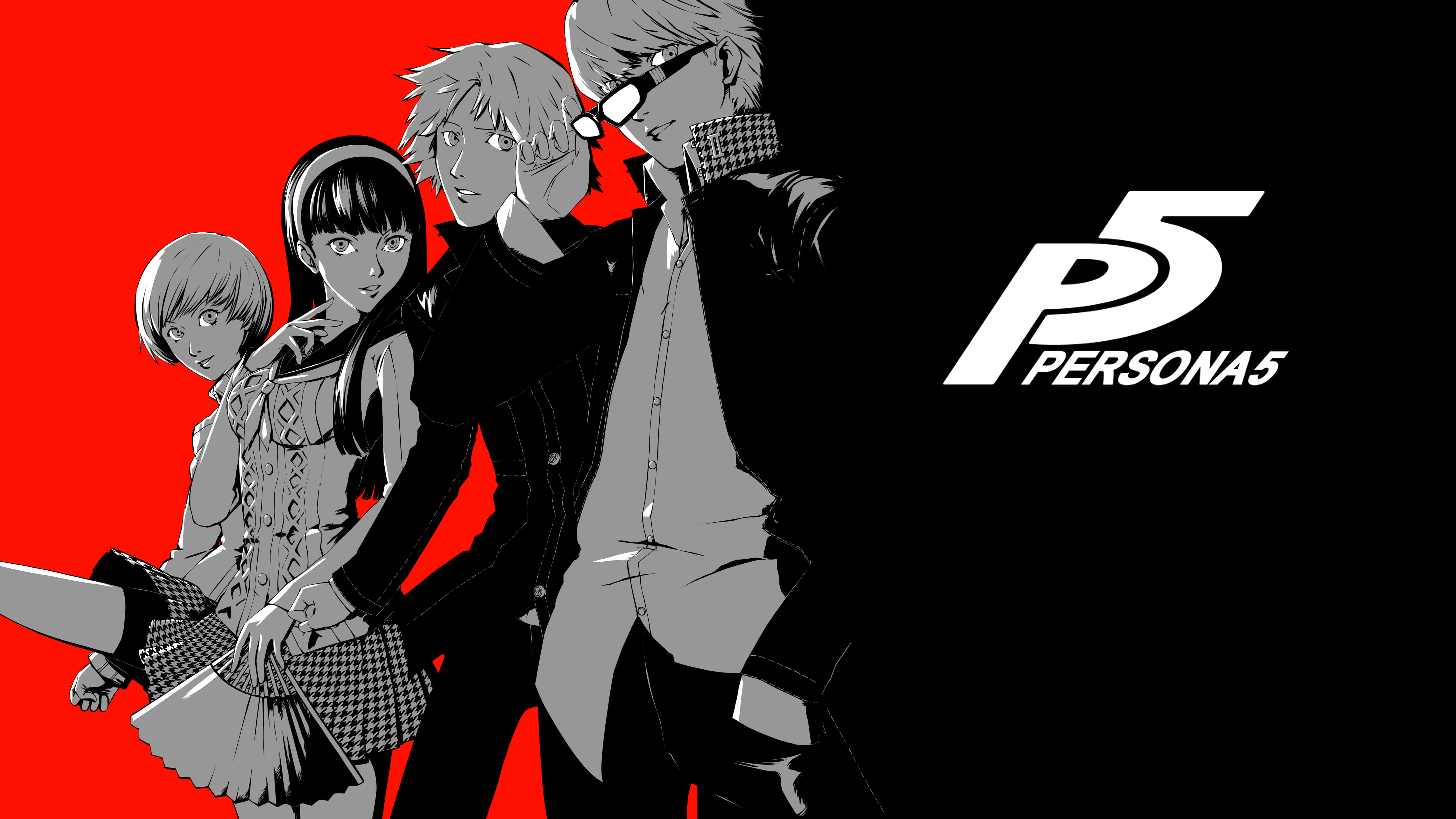 Joker, Persona 5, black and white, 4K Desktop Wallpaper