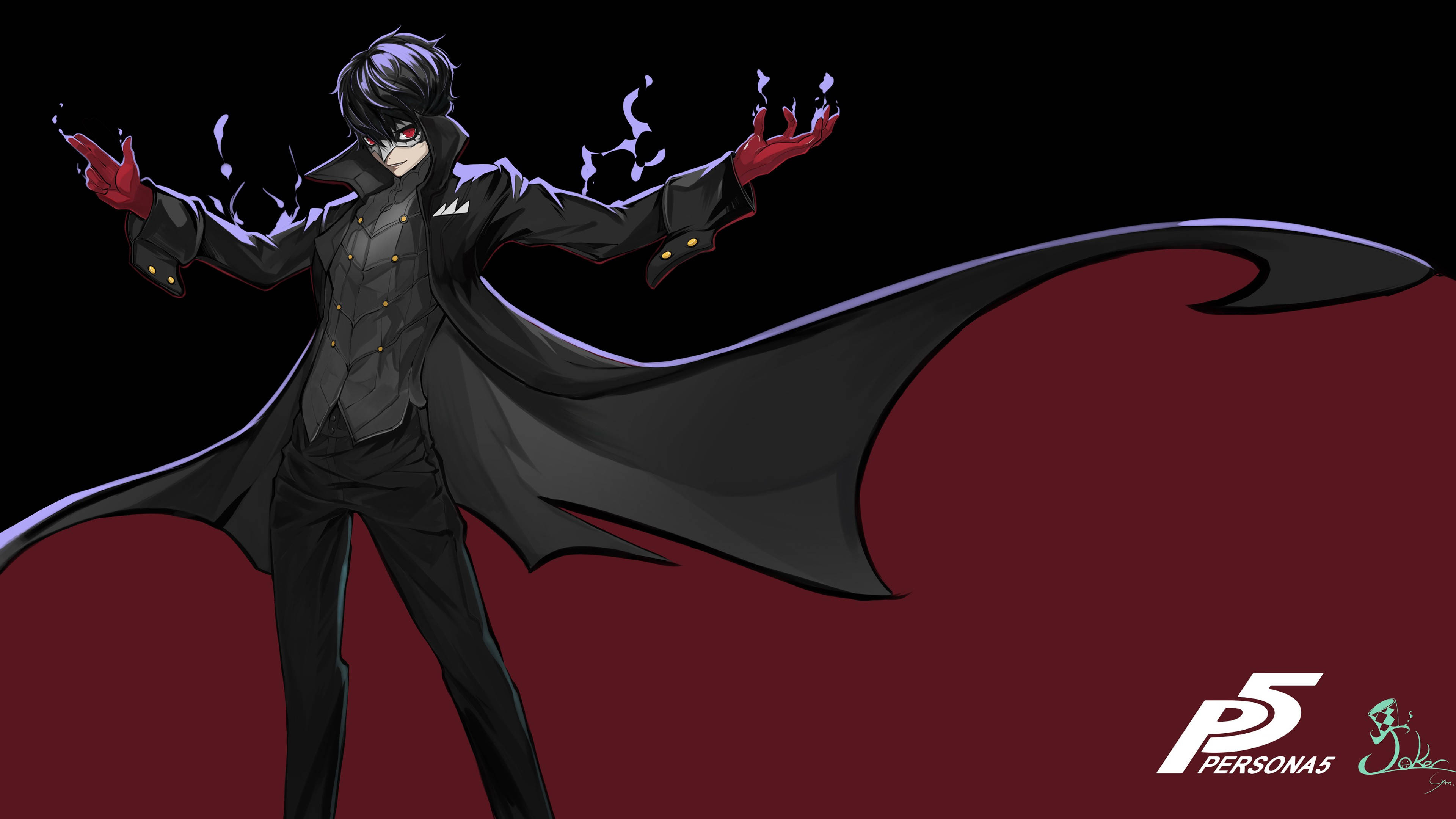 Joker, Persona 5, maroon, 4K Desktop Wallpaper