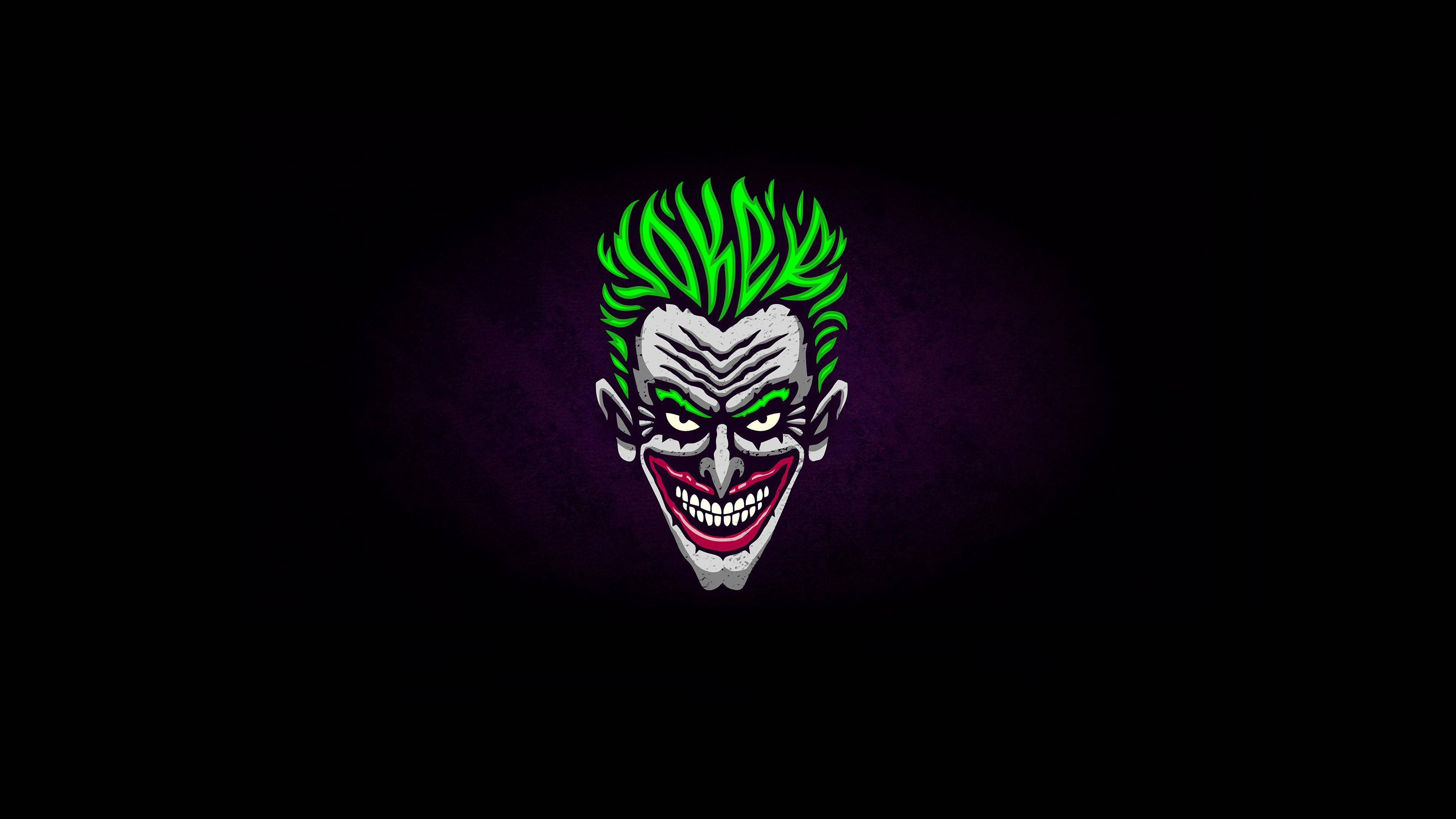 Joker, spiky green hair, wide grin, 4K Desktop Wallpaper