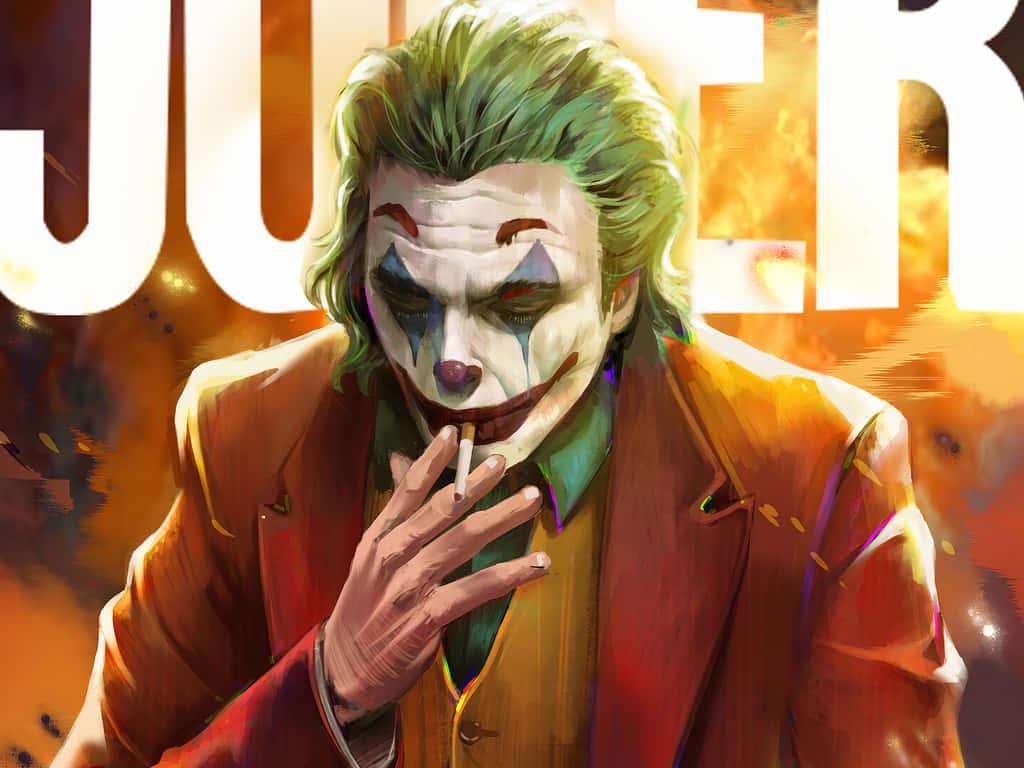 Joker, green hair, smoking a cigarette, SD Desktop Wallpaper