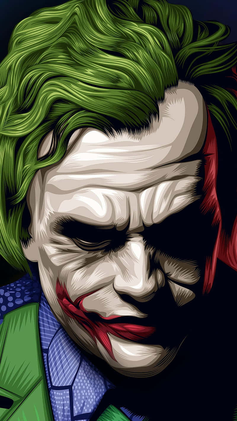 Joker, vibrant green hair, sinister grin, HD Phone Wallpaper