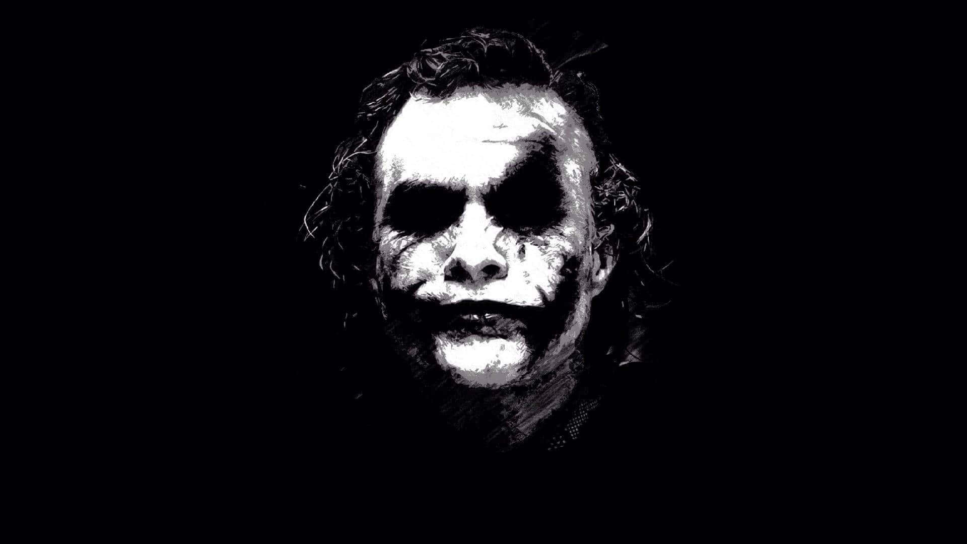 Joker, black and white, digital-art portrait, Full HD Desktop Wallpaper