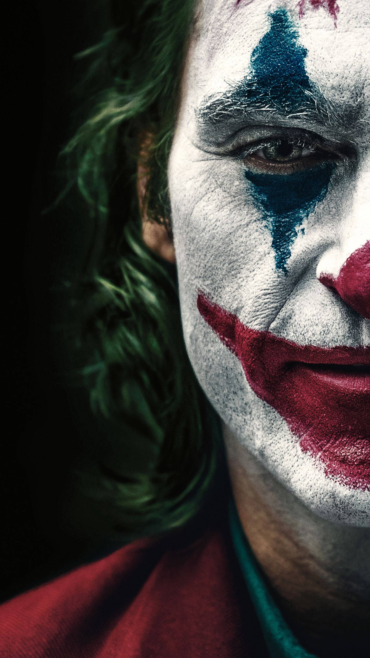 Joker Phone, half face, white face paint, 2K Phone Wallpaper