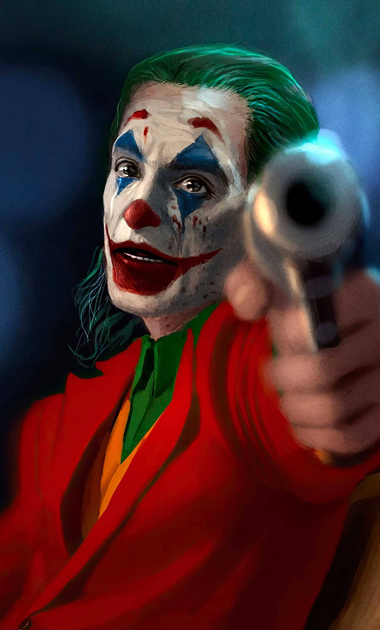 Joker Phone, green hair, red suit, Full HD Phone Wallpaper