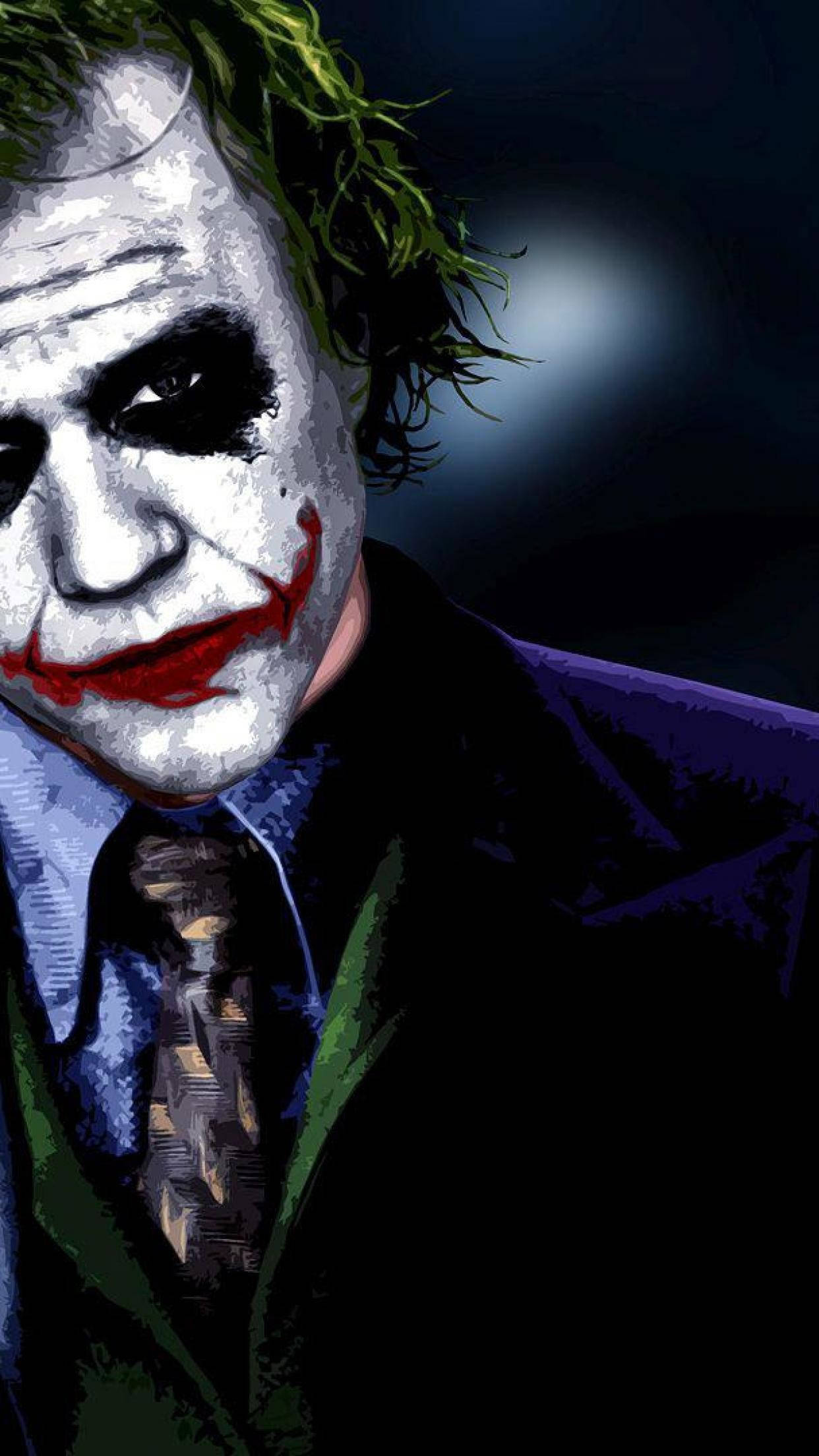 Joker Phone, white face paint, red lips, Full HD Phone Wallpaper