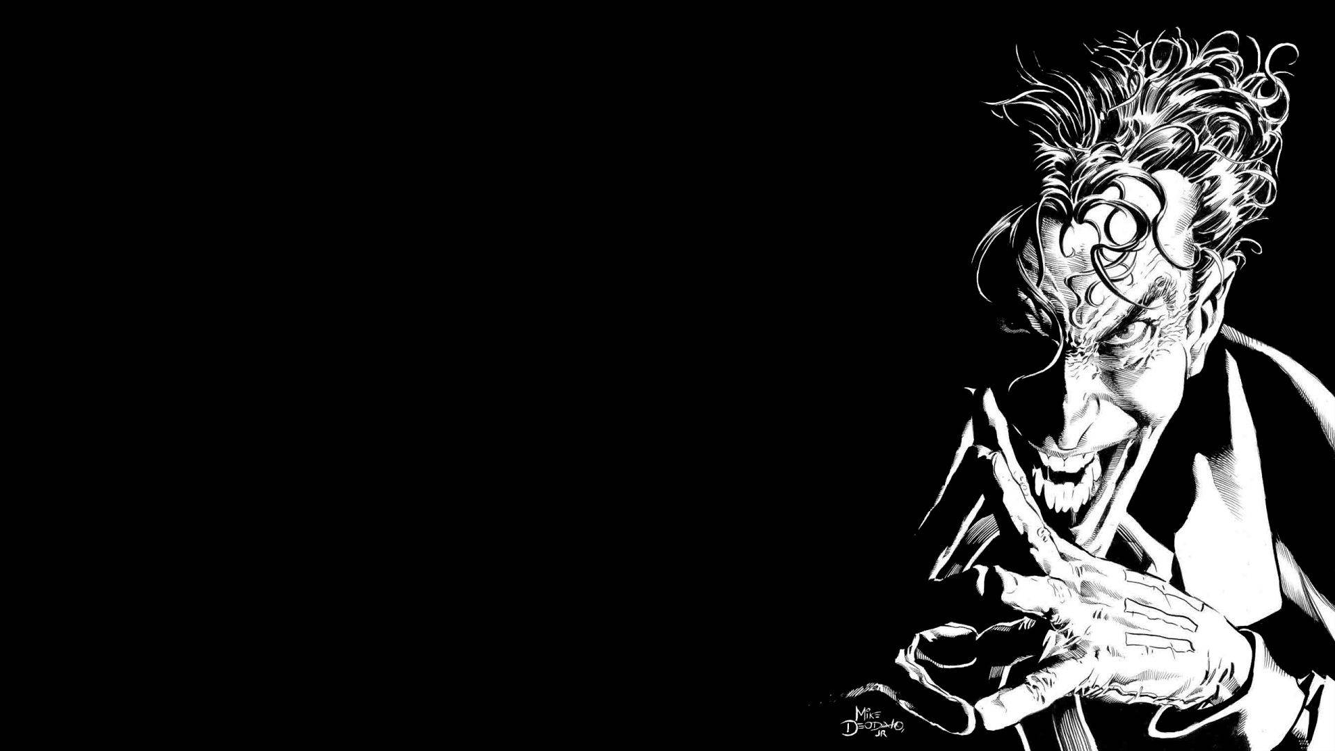 Joker, black and white, grinning villain, Full HD Desktop Wallpaper