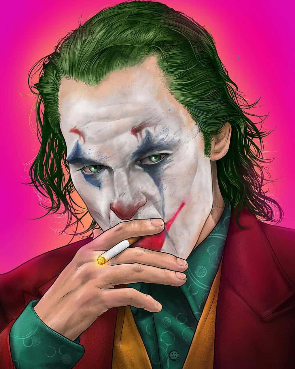 Joker, green hair, white face paint, HD Phone Wallpaper