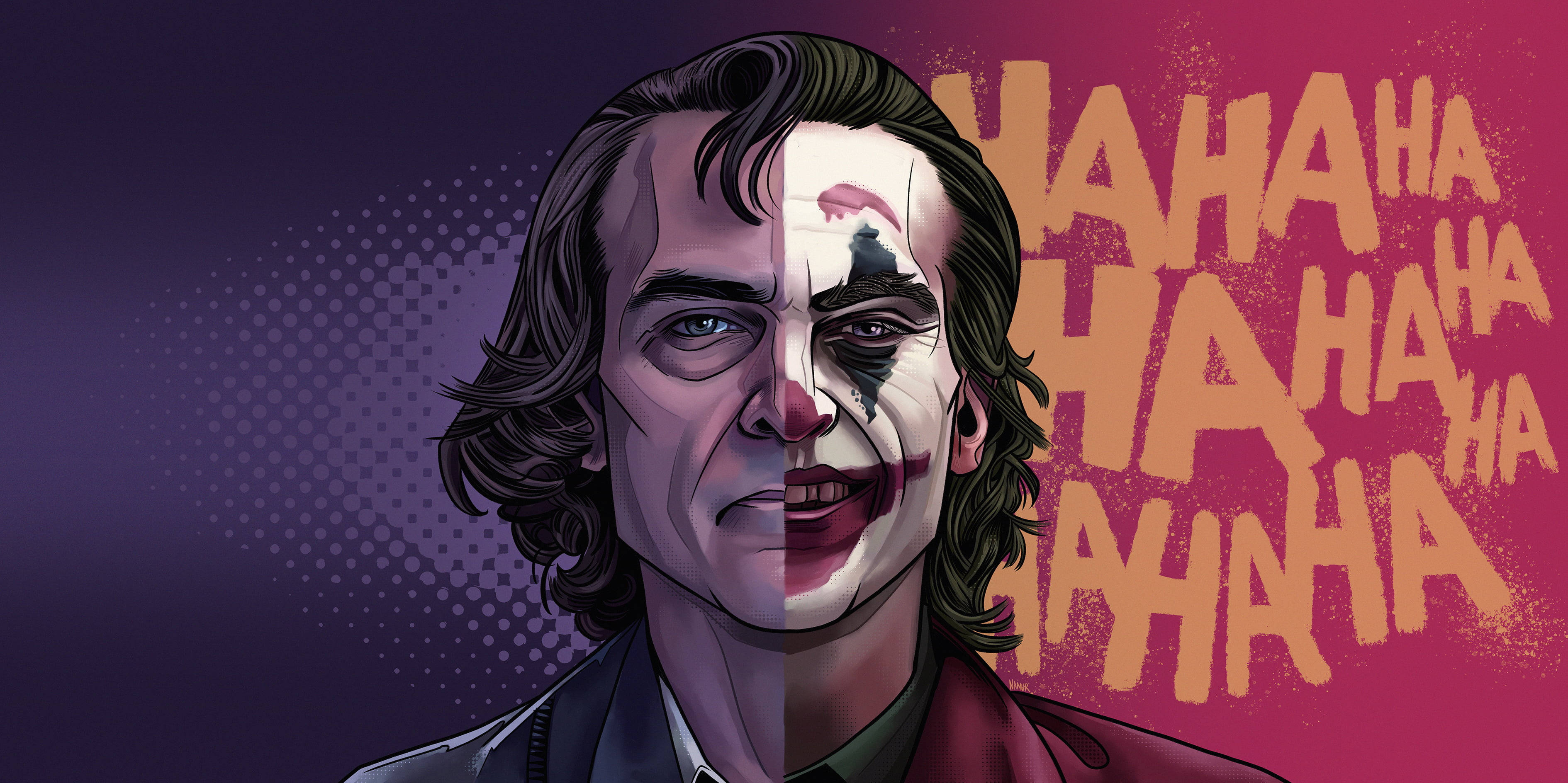 Joker, 2020, split-face, 2K Desktop Wallpaper