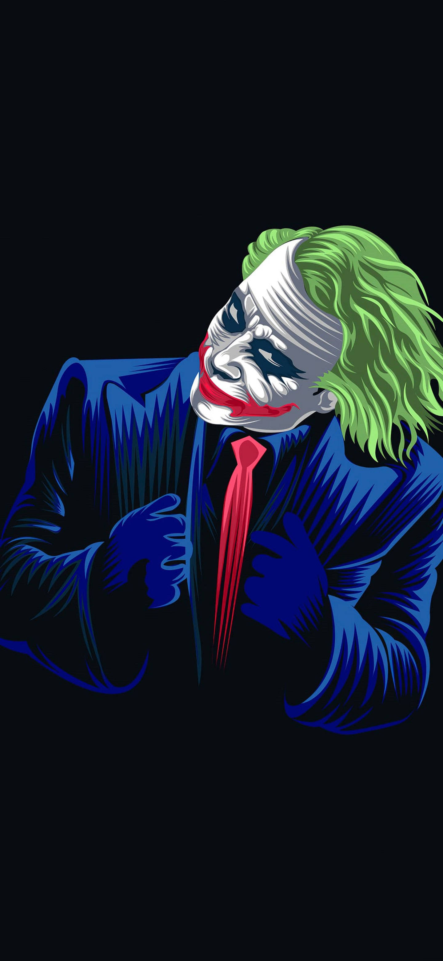 Joker, green hair, wide grin, 2K Phone Wallpaper