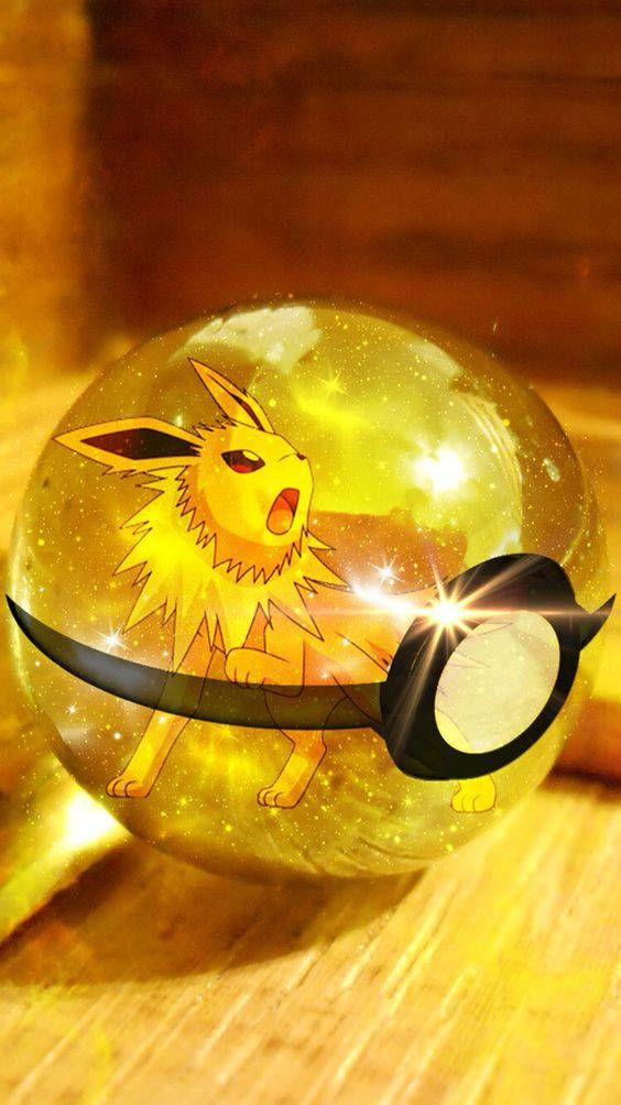Jolteon, yellow glass Poké Ball, golden Poké Ball, SD Phone Wallpaper