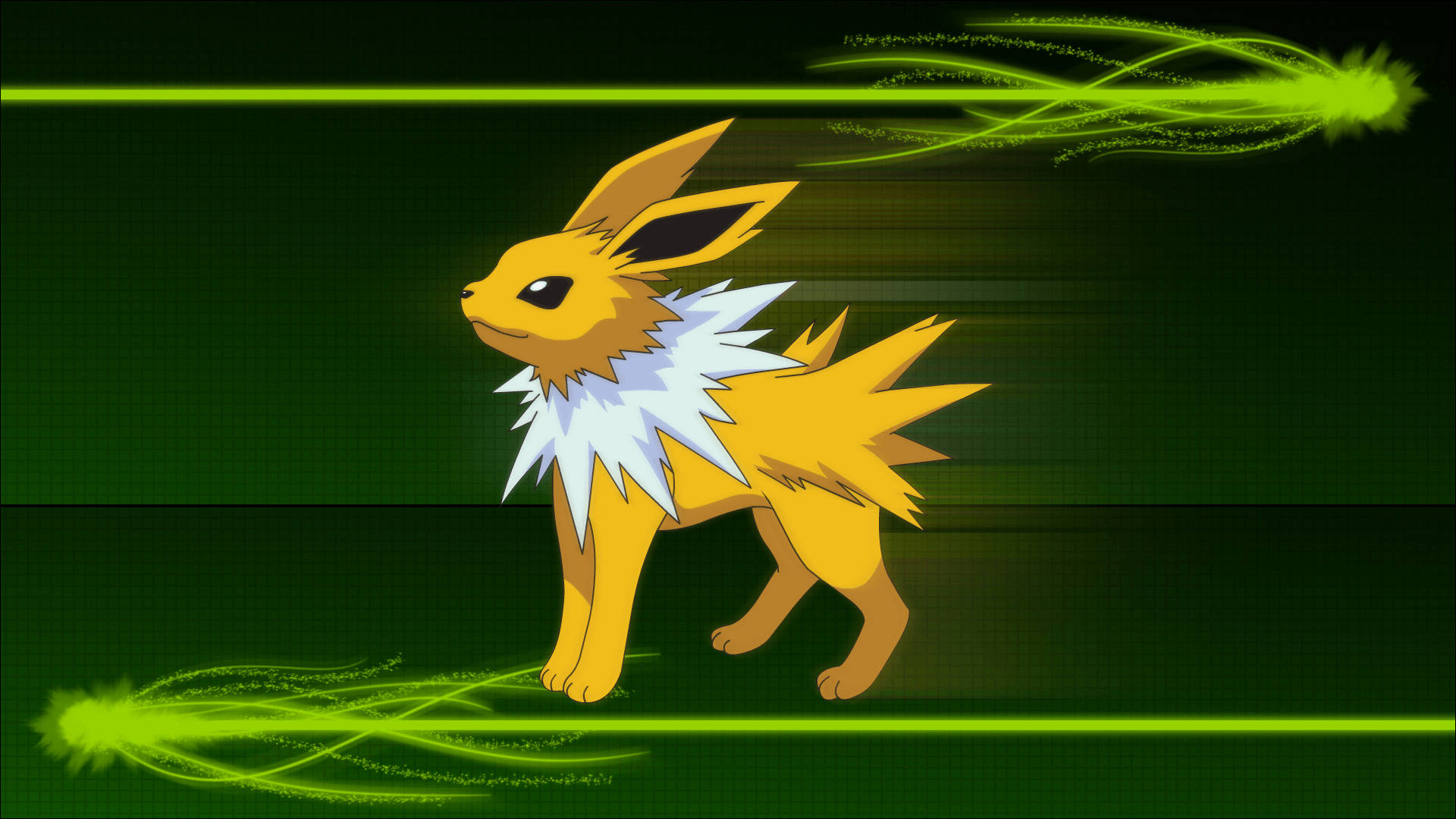 Jolteon, yellow electric-type Pokémon, white spiky fur, Full HD Desktop Wallpaper