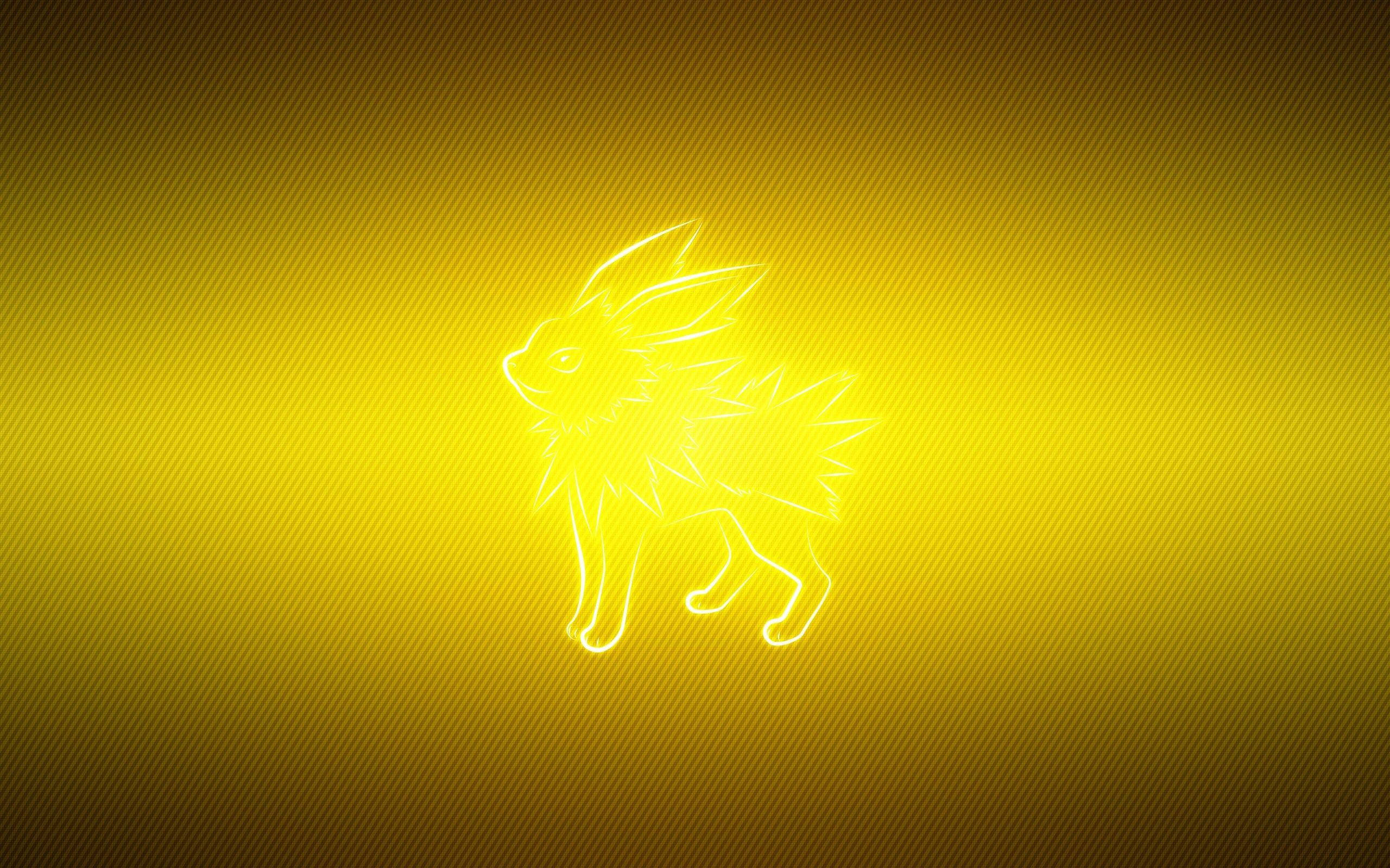 Neon Glow Jolteon, spiky fox-like creature, neon outline, 2K Desktop Wallpaper