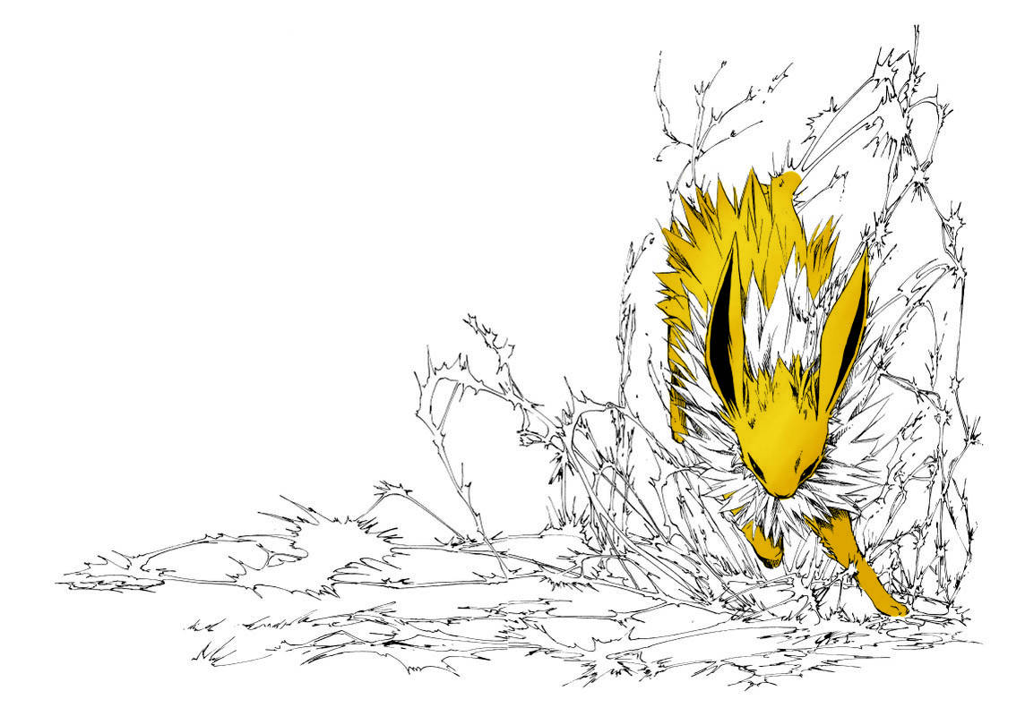 Jolteon, yellow fox, spiky fur, SD Desktop Wallpaper