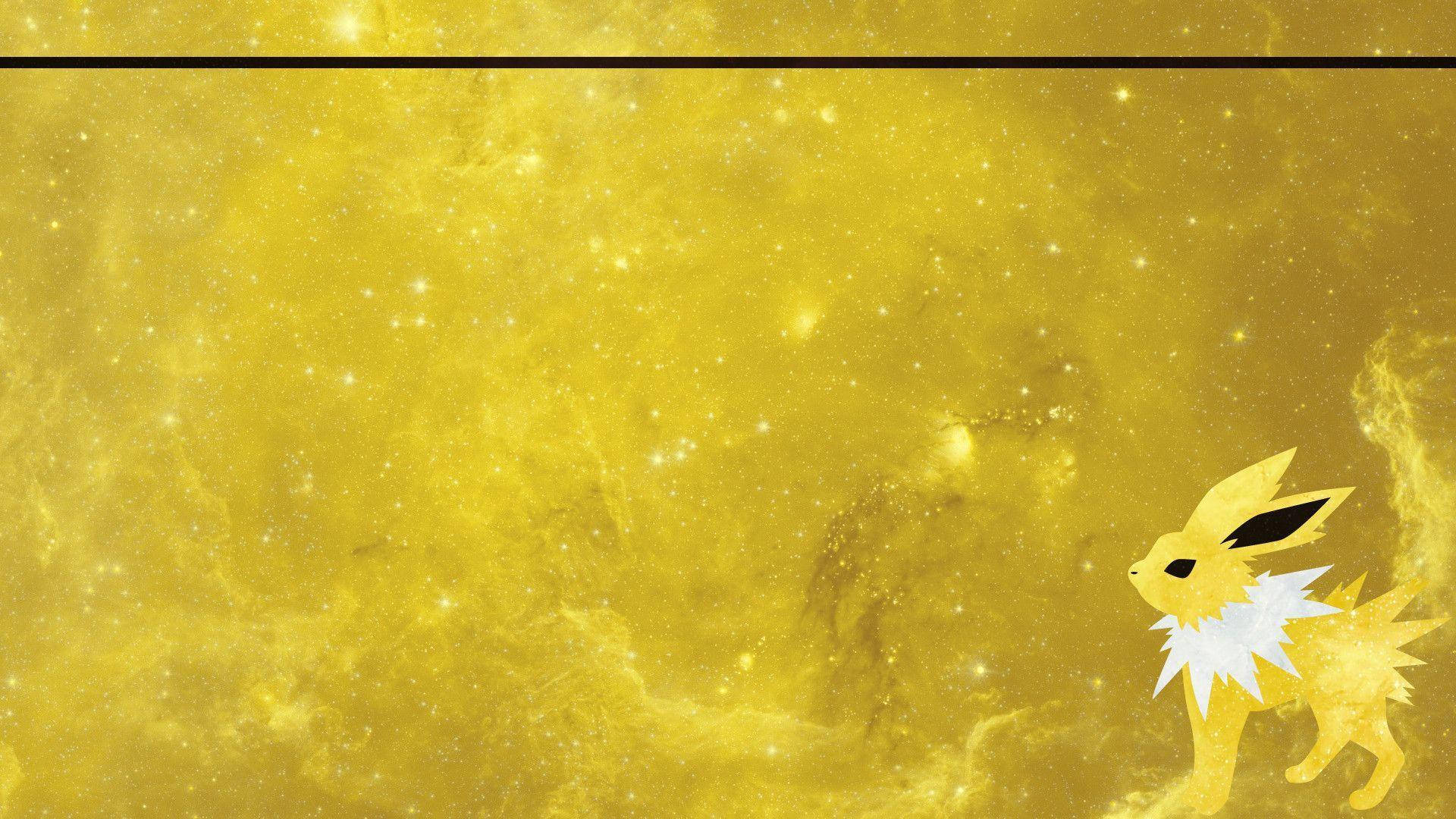 Jolteon, golden cosmic nebula, swirling star dust, Full HD Desktop Wallpaper