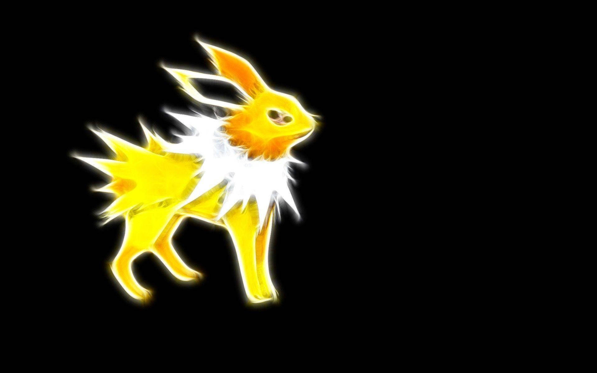 Glowing Jolteon, radiant yellow electric-type Pokémon, white sparks, Full HD Desktop Wallpaper