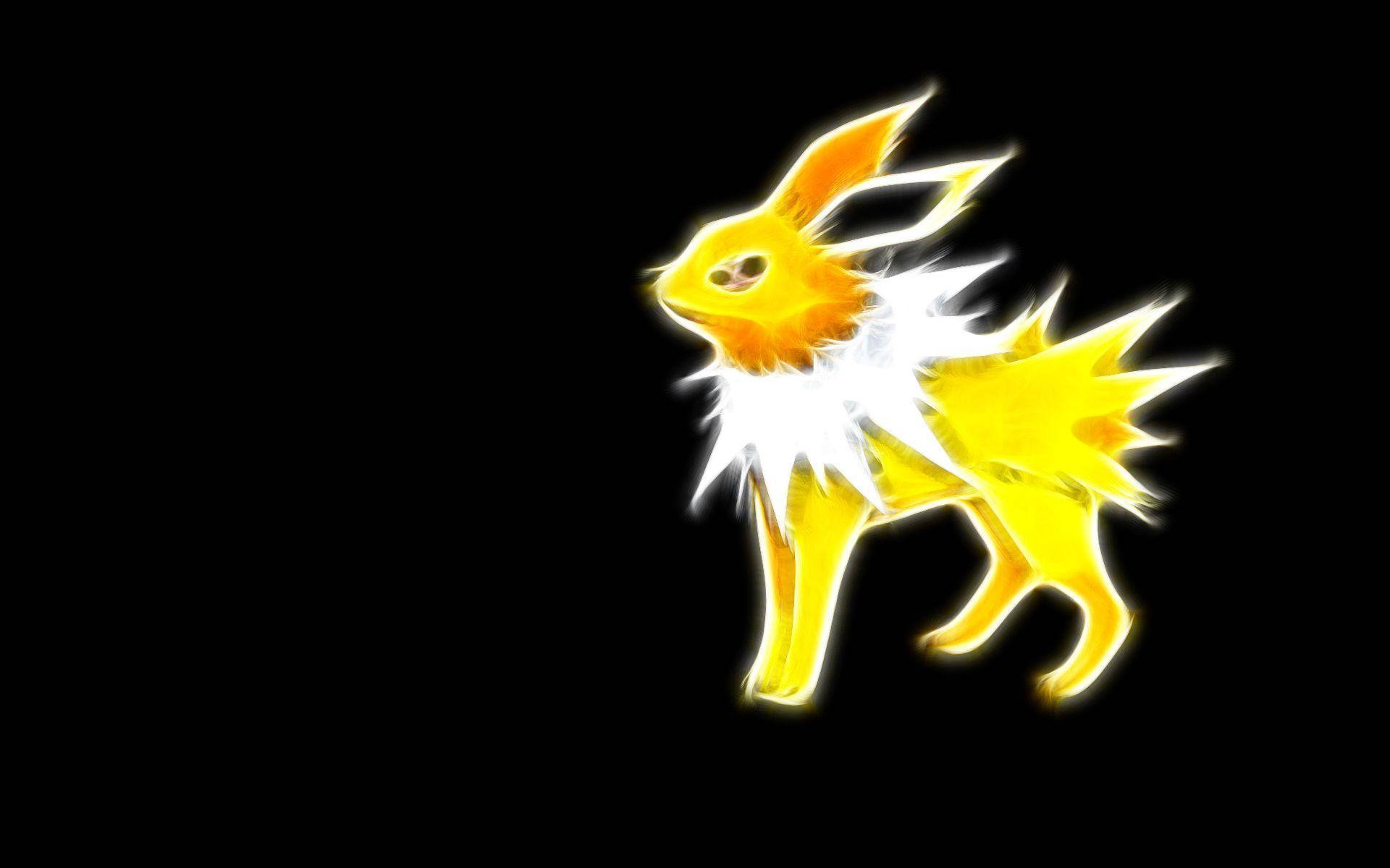Jolteon, black background, glowing yellow, Full HD Desktop Wallpaper