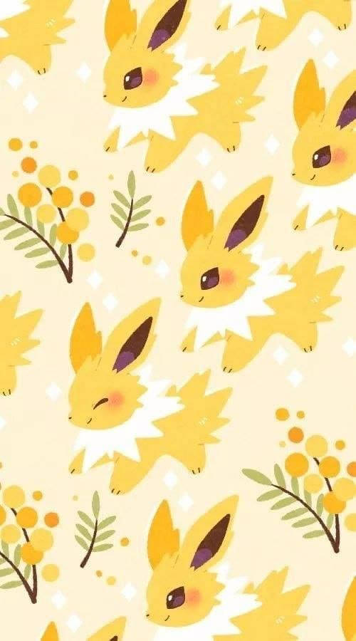Jolteon, yellow, white fluffy collars, SD Phone Wallpaper