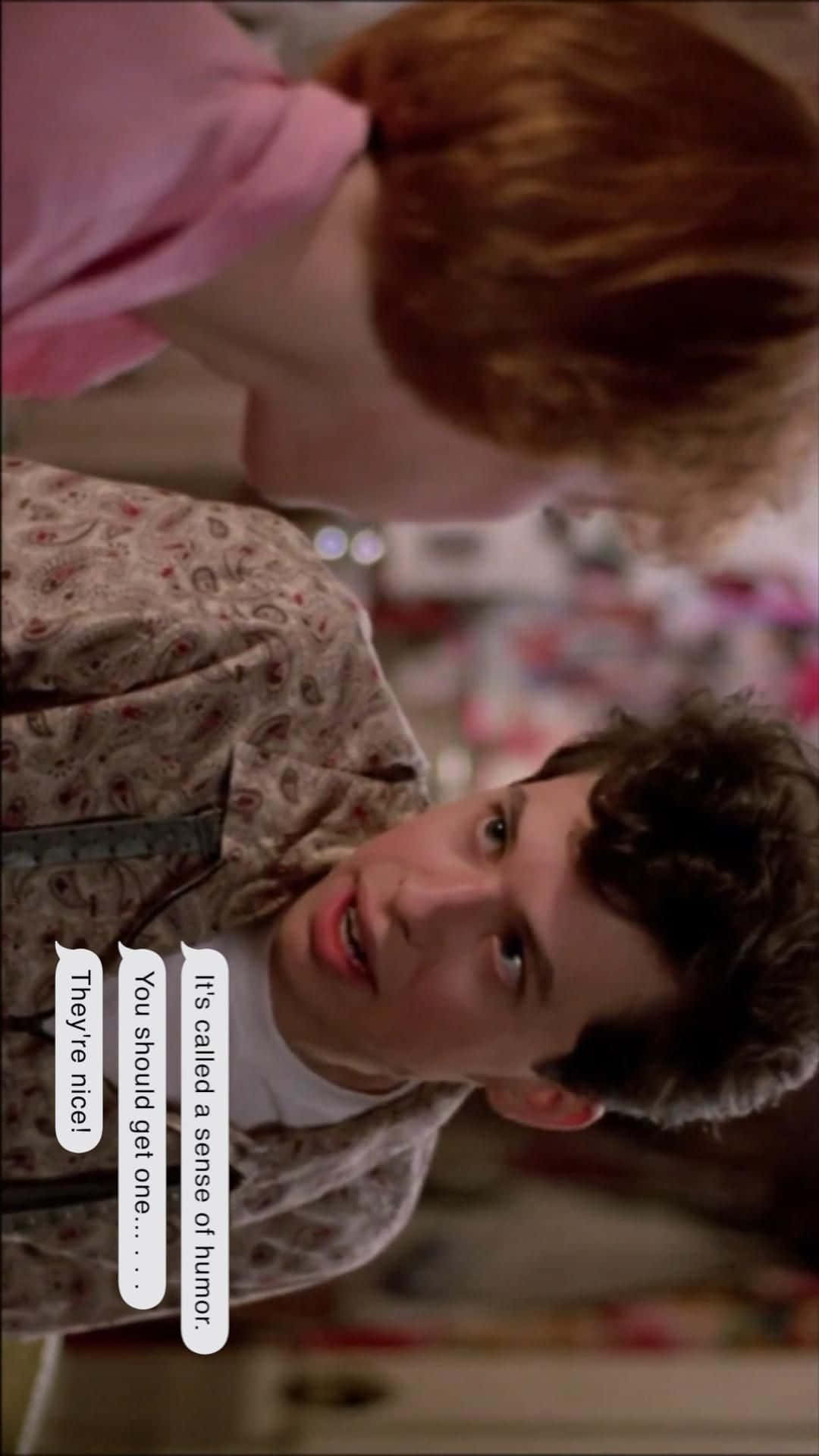 Jon Cryer, pink shirt, text bubbles, Full HD Phone Wallpaper