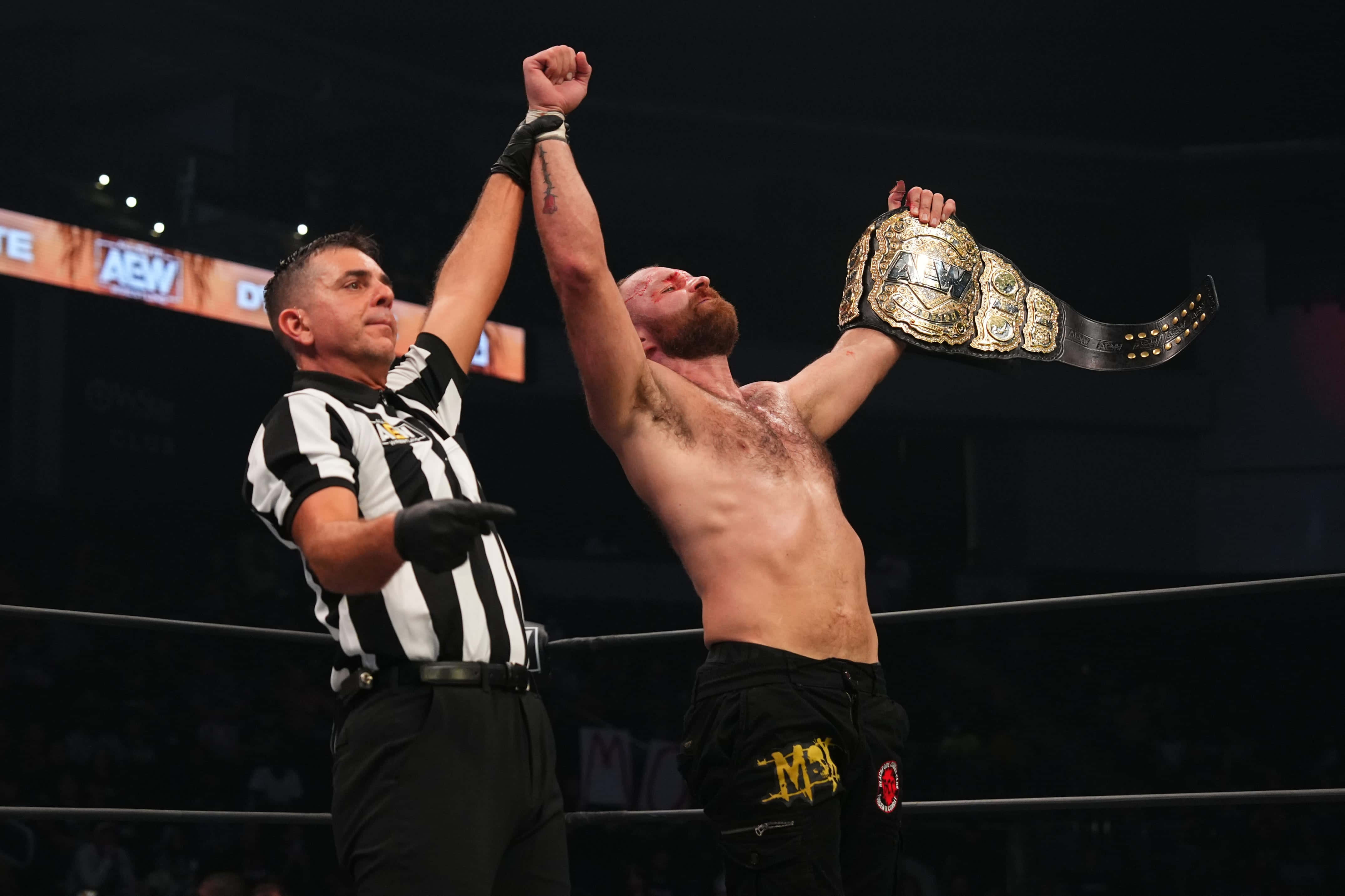 Jon Moxley, championship belt, referee, 4K Desktop Wallpaper