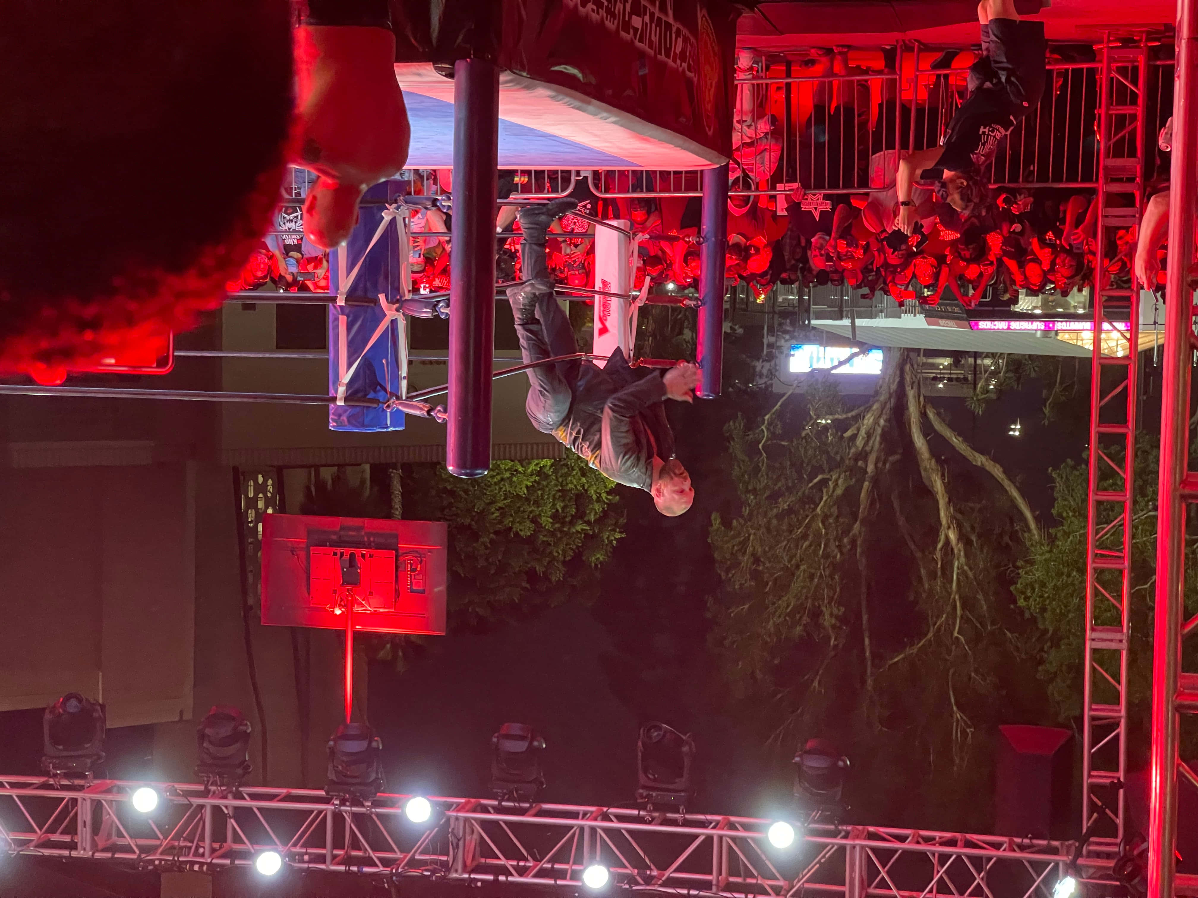 Jon Moxley, truss rig, red stage lights, 4K Desktop Wallpaper