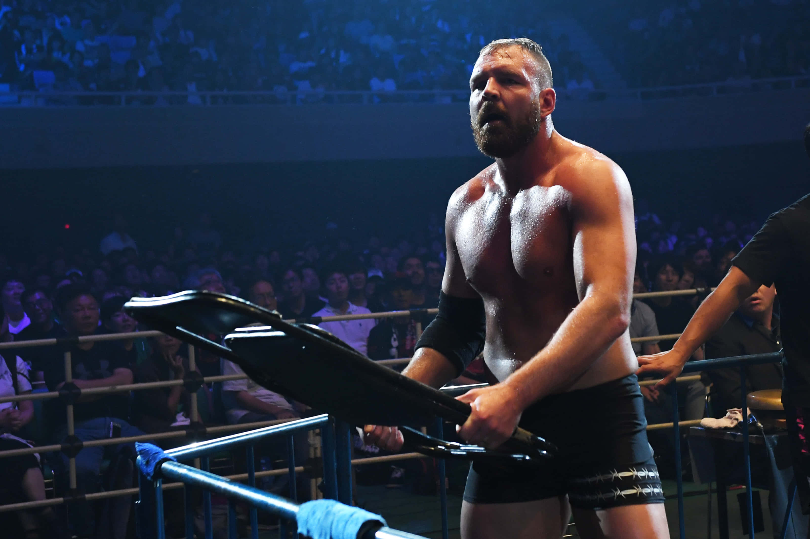 Jon Moxley, professional wrestler, steel chair, 2K Desktop Wallpaper