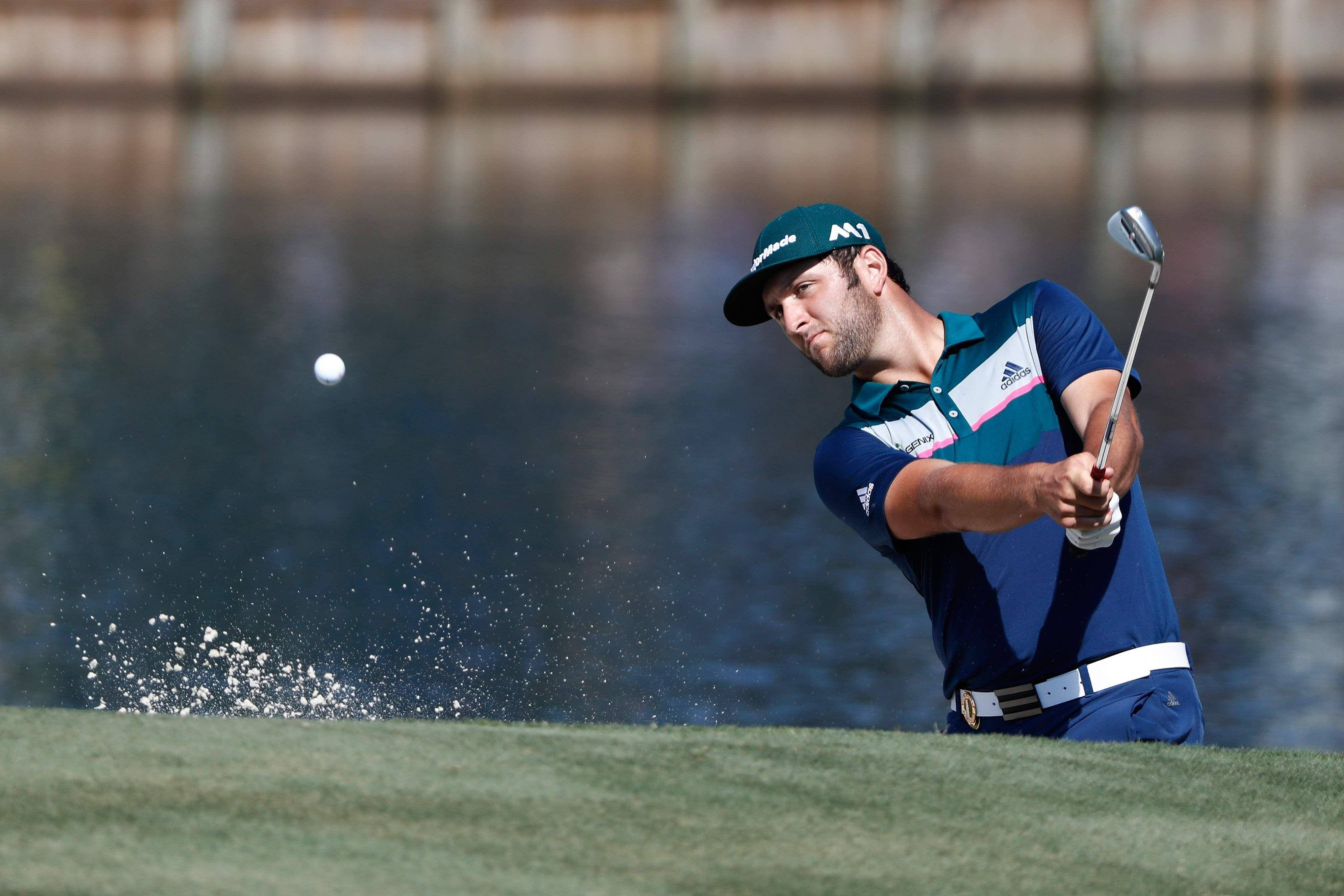 Jon Rahm, sand trap, golf club, 4K Desktop Wallpaper