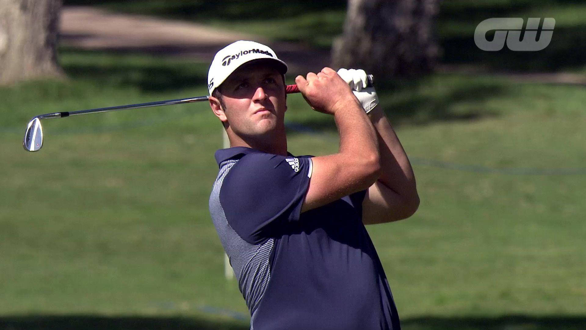 Jon Rahm, navy shirt, white cap, Full HD Desktop Wallpaper