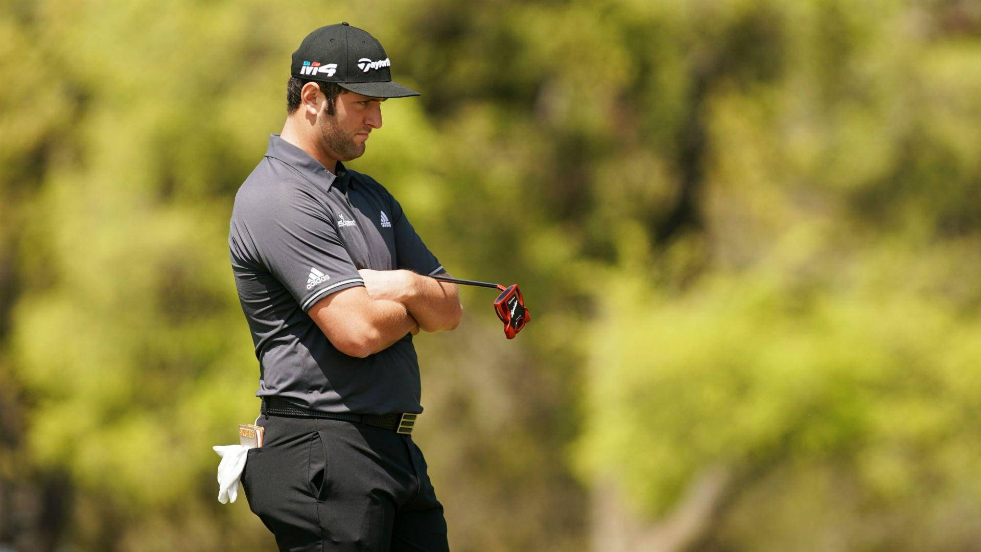 Jon Rahm, dark polo, cap, Full HD Desktop Wallpaper