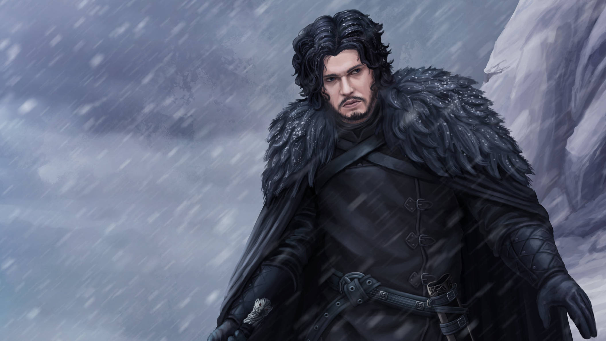 Jon Snow, Game Of Thrones, black winter coat, Full HD Desktop Wallpaper