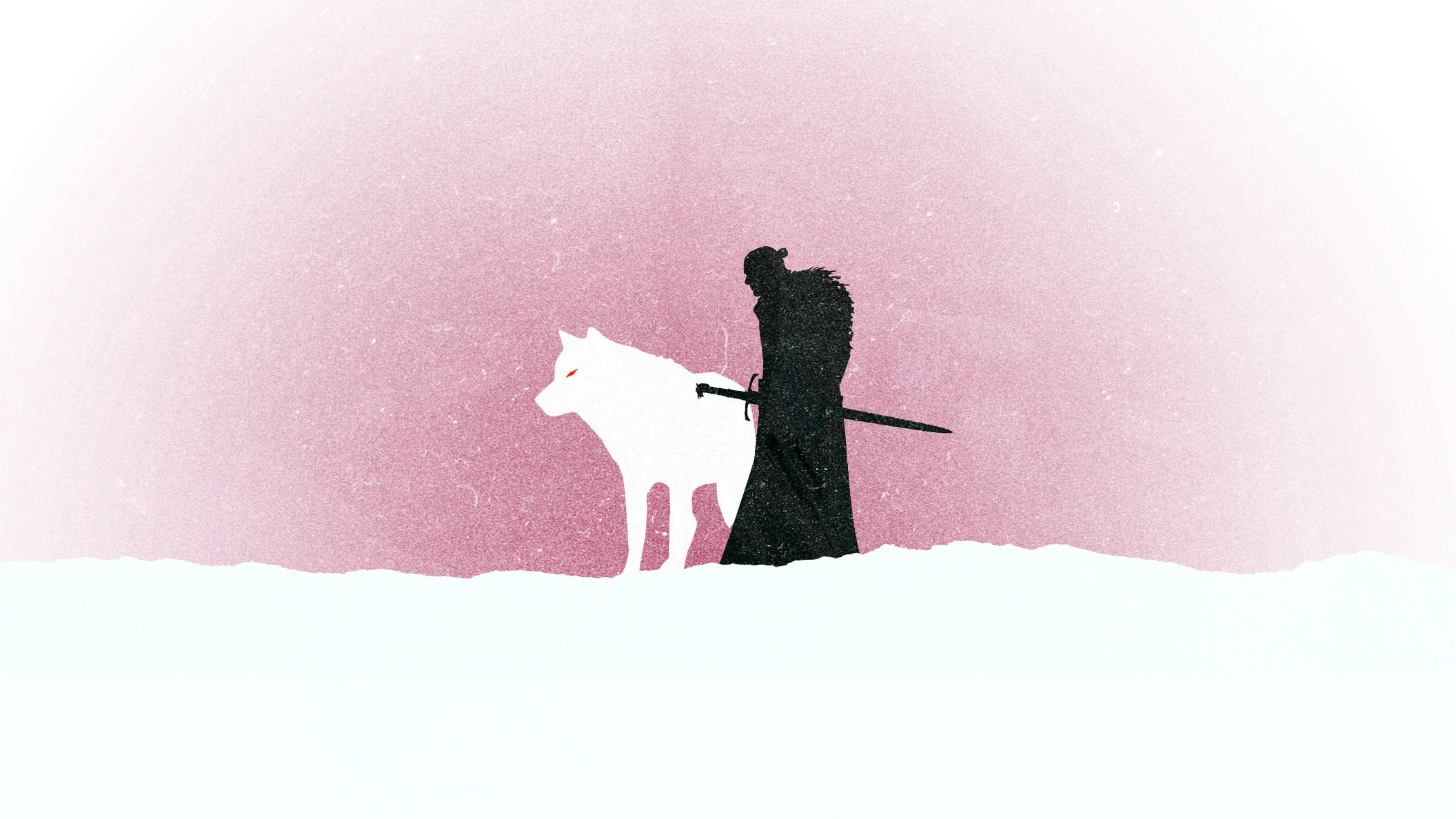 Jon Snow, Game Of Thrones, white wolf, Full HD Desktop Wallpaper