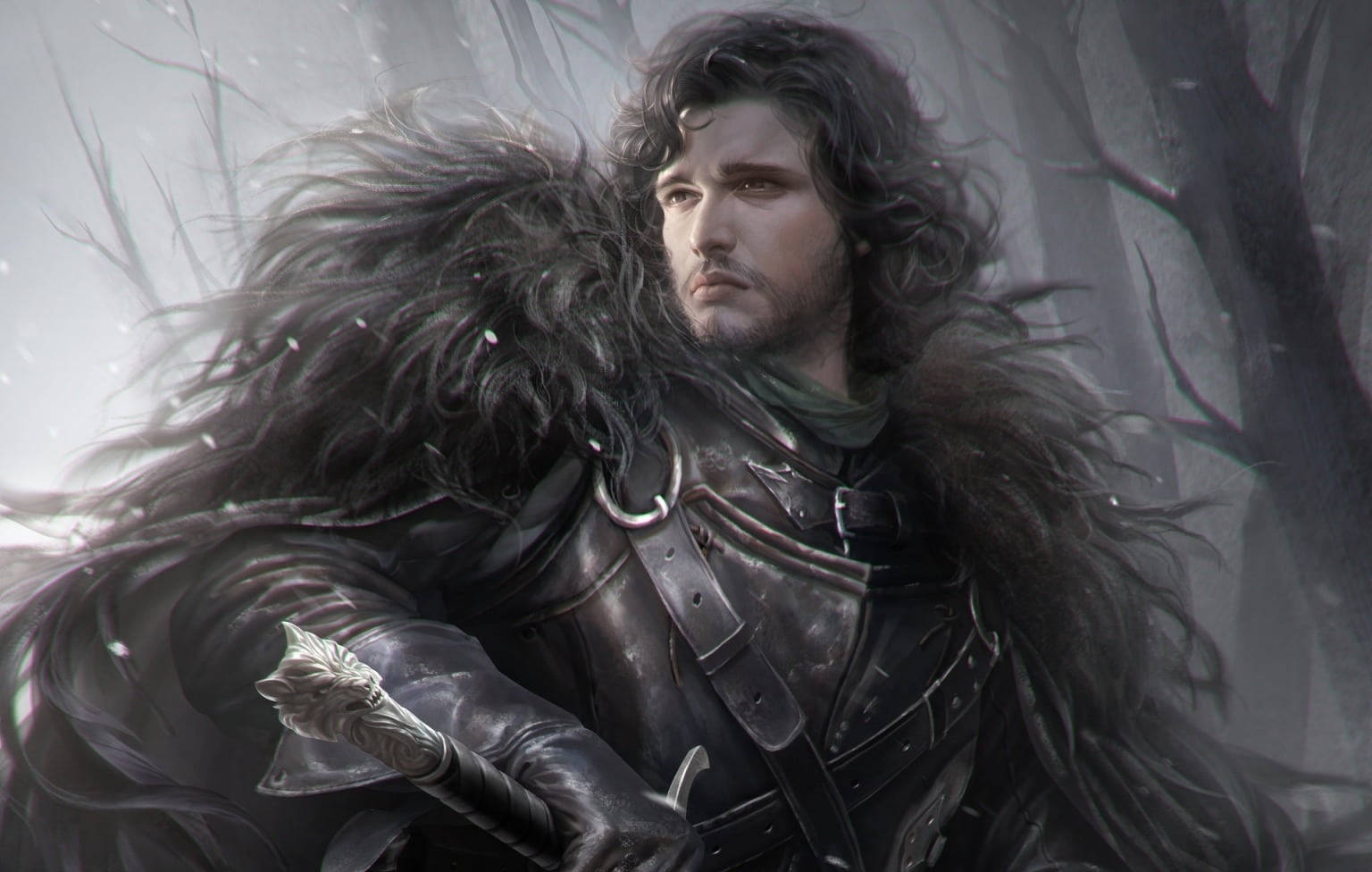 Jon Snow, Game Of Thrones, snowy forest, HD Desktop Wallpaper