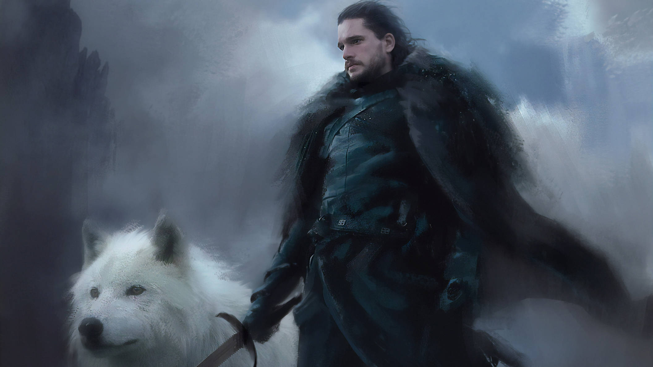 Jon Snow, Game Of Thrones, dark fur-lined cloak, Full HD Desktop Wallpaper