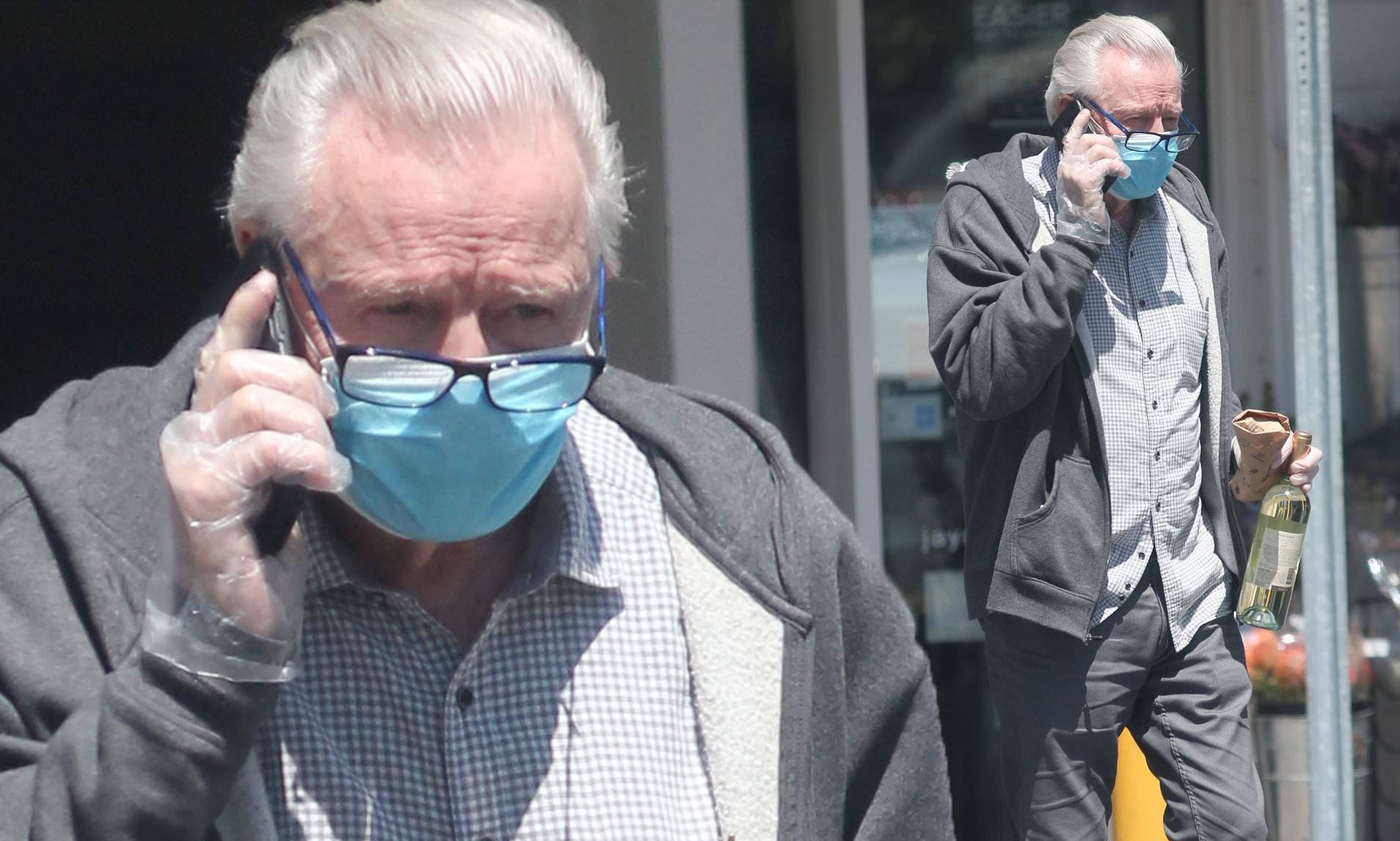 Jon Voight, blue face mask, plastic gloves, HD Desktop Wallpaper