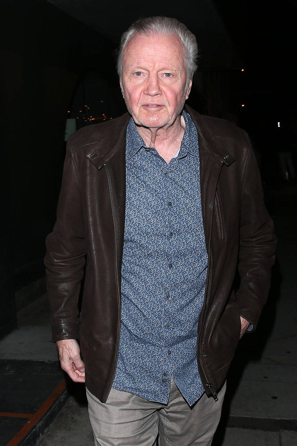 Jon Voight, brown leather jacket, blue patterned shirt, HD Phone Wallpaper