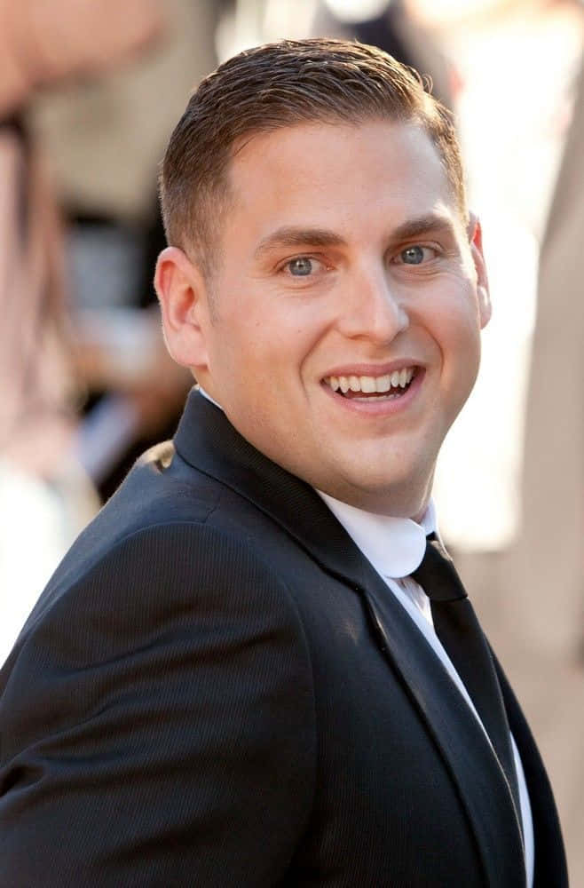 Jonah Hill, black suit, white shirt, SD Phone Wallpaper