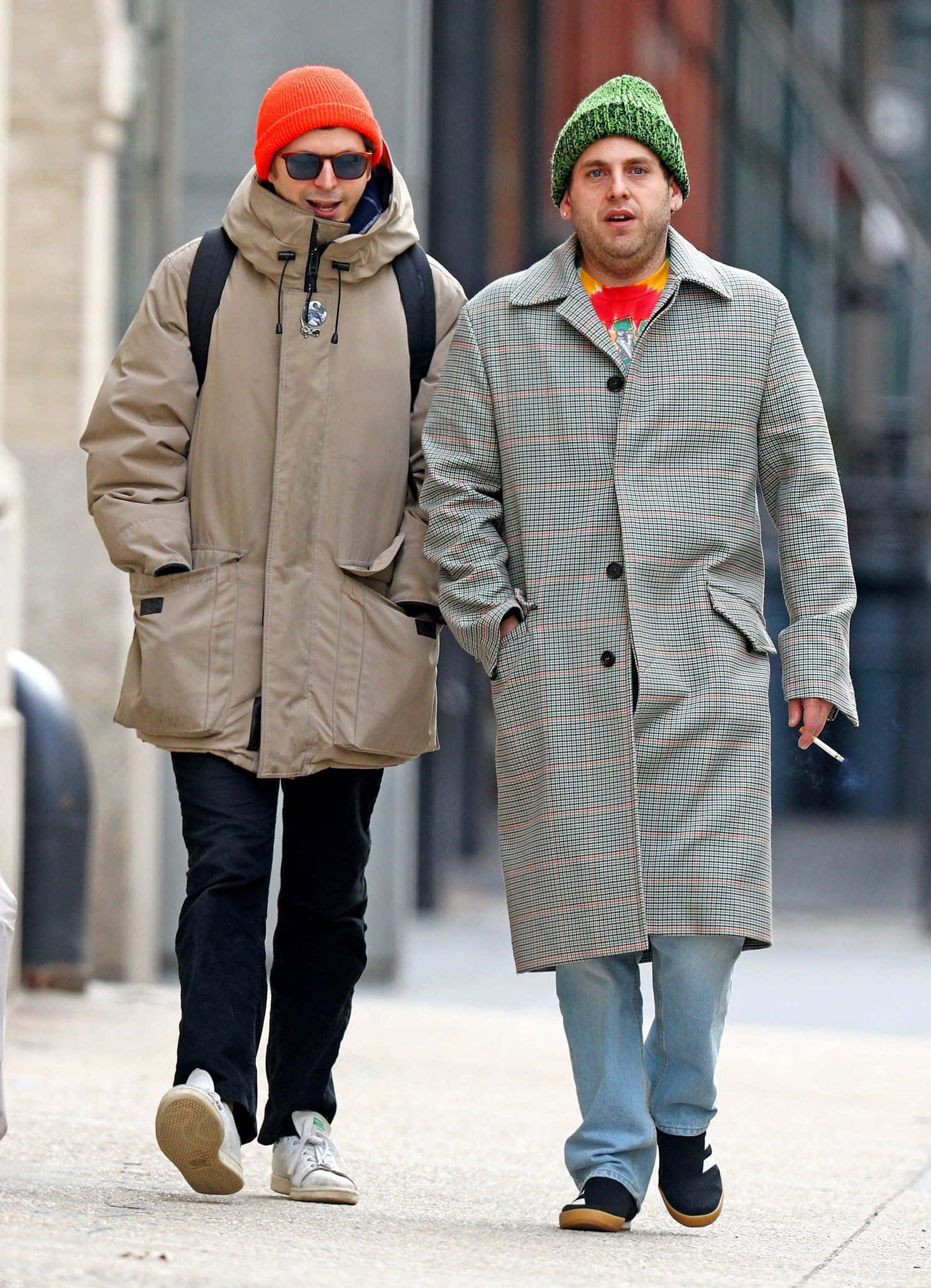 Jonah Hill, winter coats, beanies, Full HD Phone Wallpaper