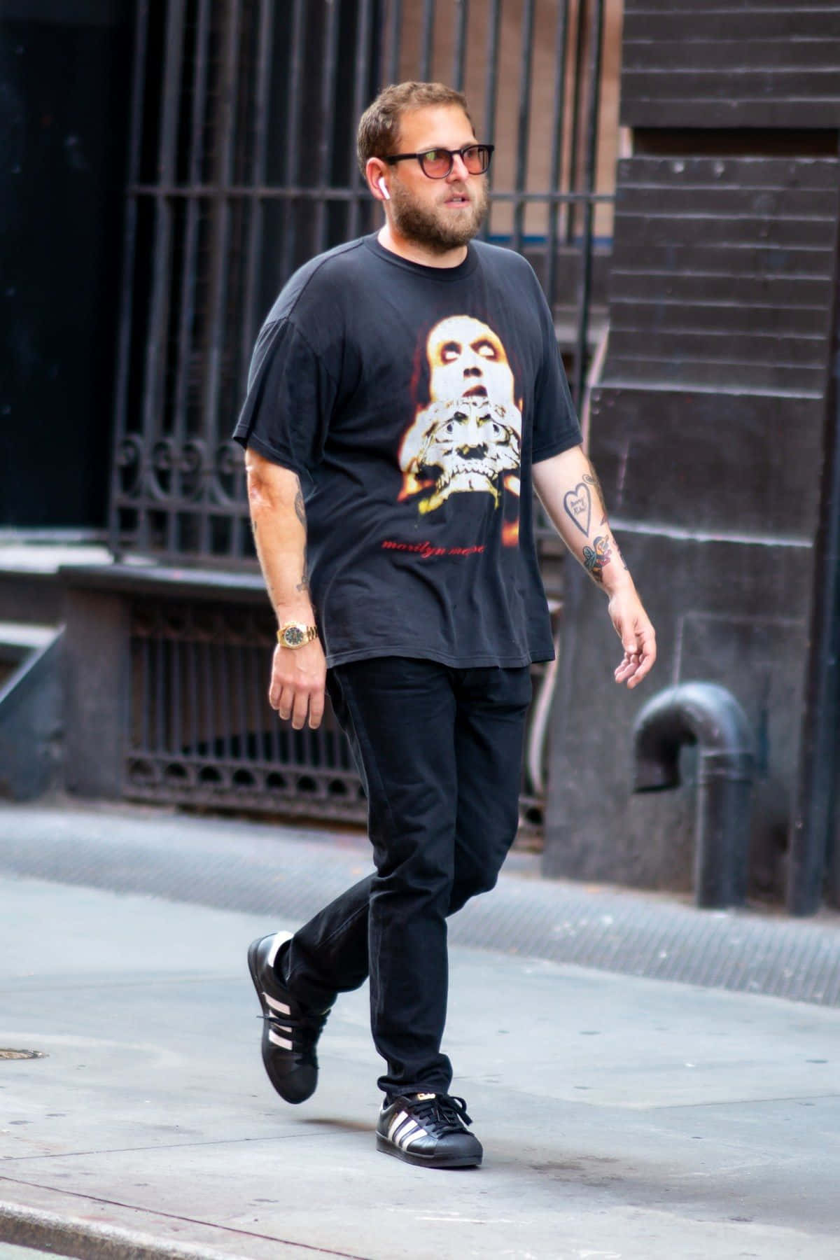 Jonah Hill, black t-shirt, graphic print, HD Phone Wallpaper