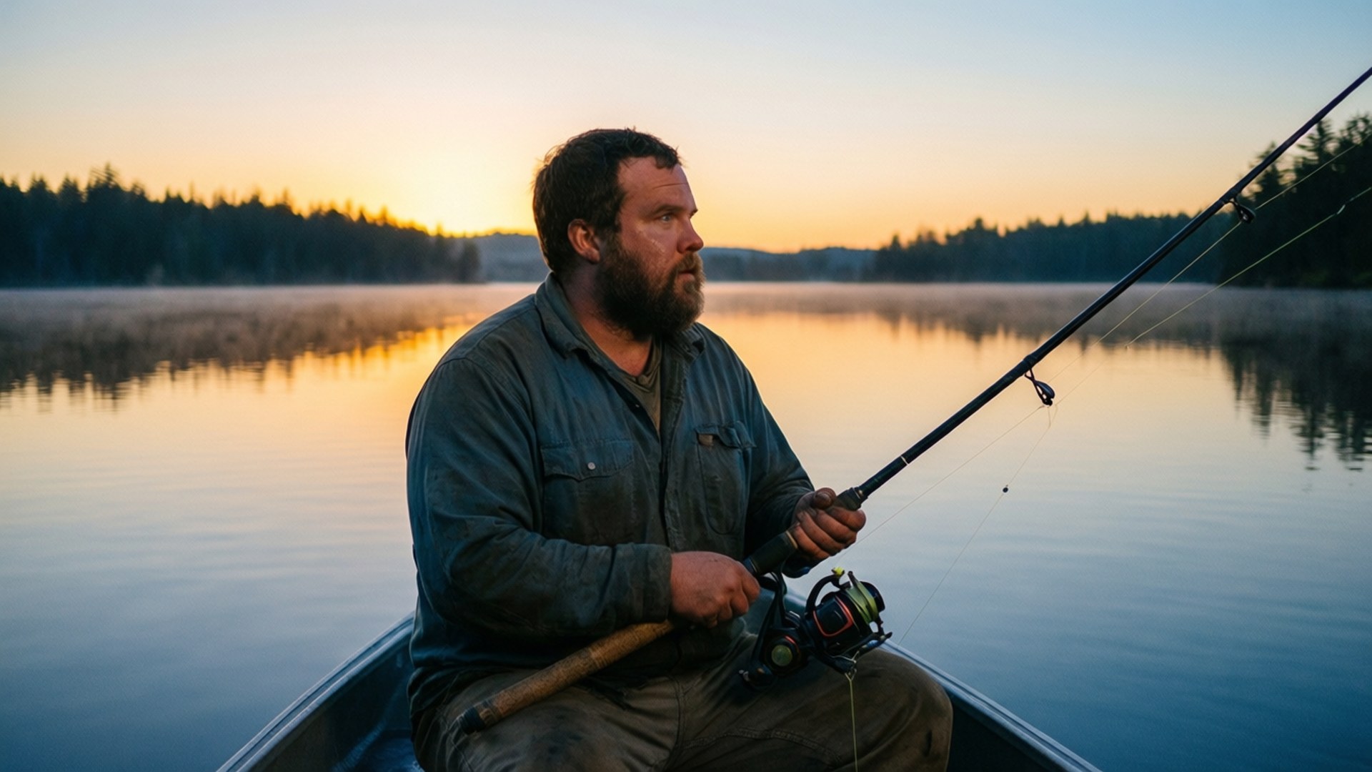 Jonah Hill, sunrise, calm lake, Full HD Desktop Wallpaper