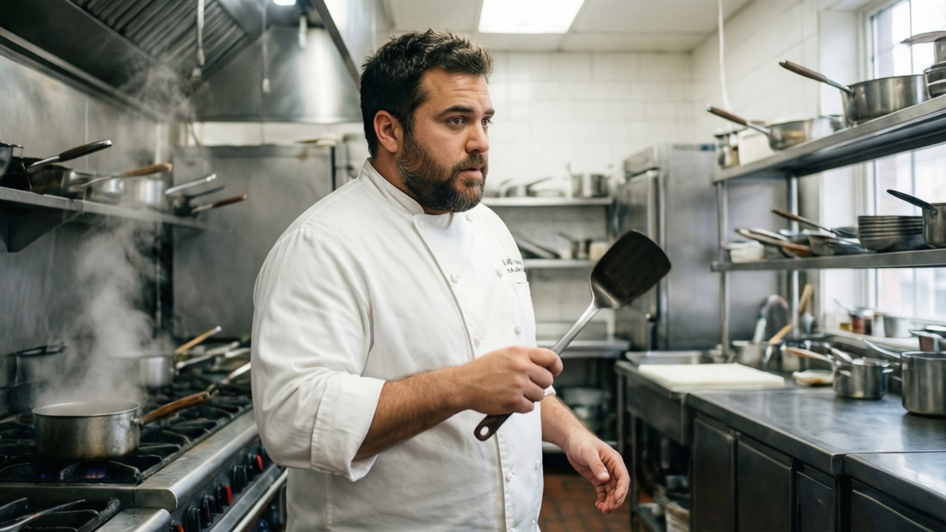 Jonah Hill, chef, busy kitchen, Full HD Desktop Wallpaper