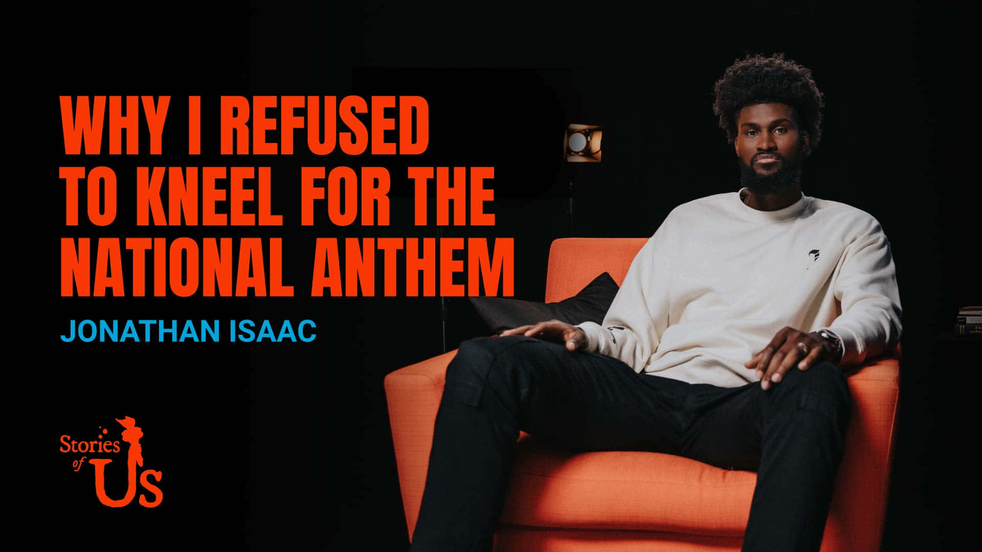Jonathan Isaac, bright orange chair, dark background, Full HD Desktop Wallpaper