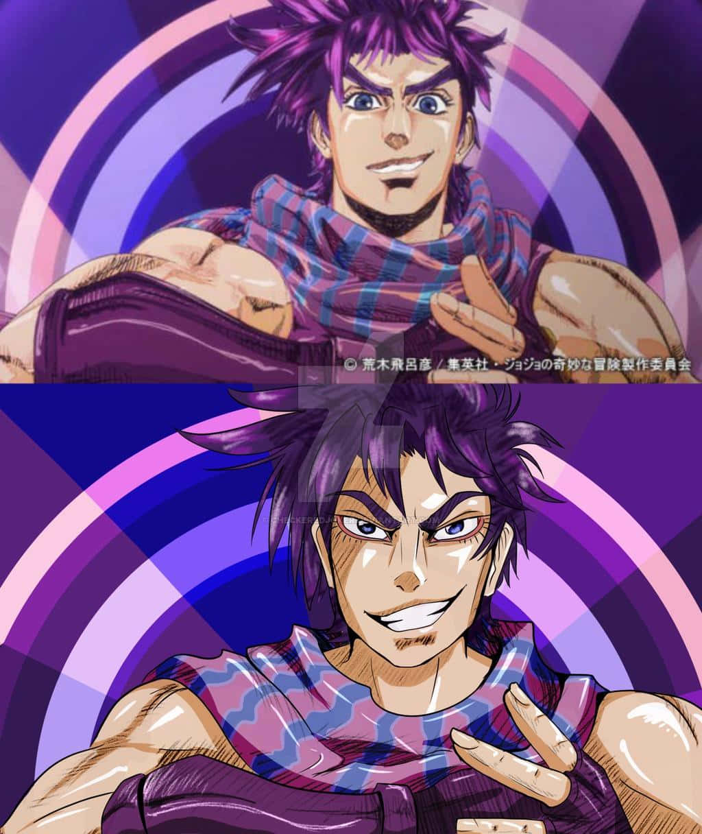 Jonathan Joestar, spiky purple hair, intense eyes, SD Phone Wallpaper