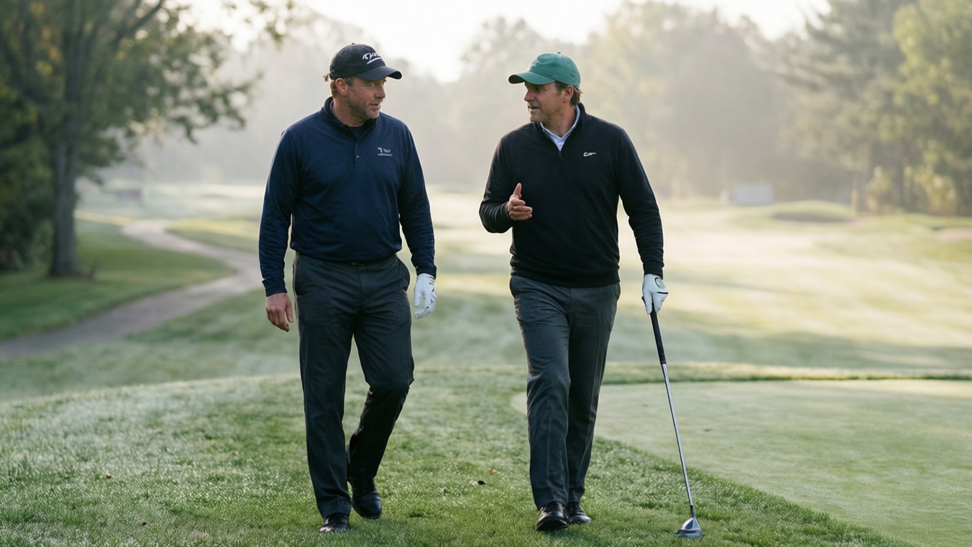 Jonathan Kaye, caddie, foggy morning, Full HD Desktop Wallpaper