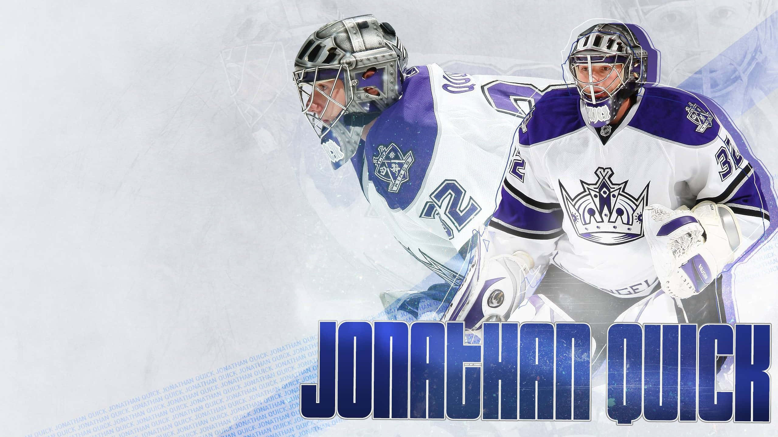 Jonathan Quick, white and purple uniforms, helmets, Full HD Desktop Wallpaper