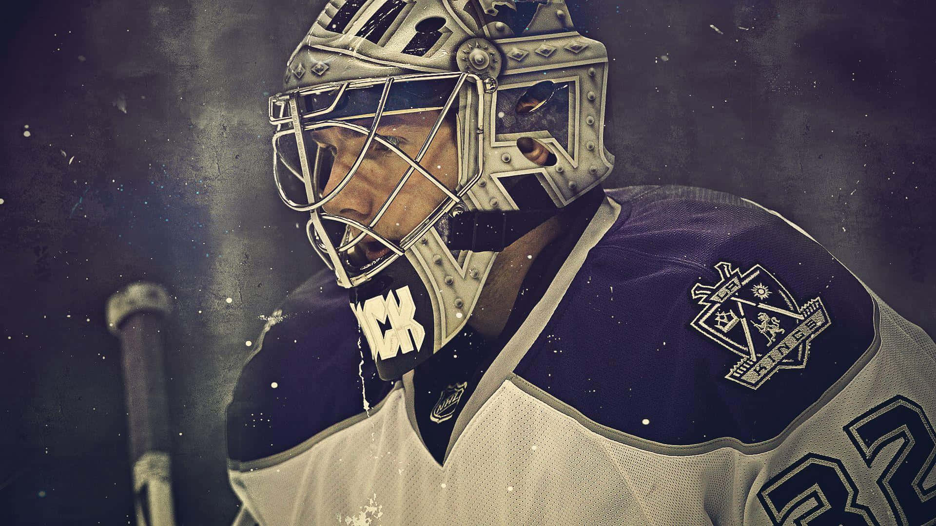Jonathan Quick, silver helmet, purple jersey, Full HD Desktop Wallpaper