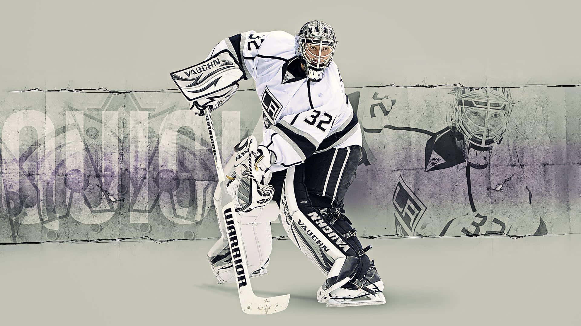 Jonathan Quick, hockey goalie, white and black gear, Full HD Desktop Wallpaper